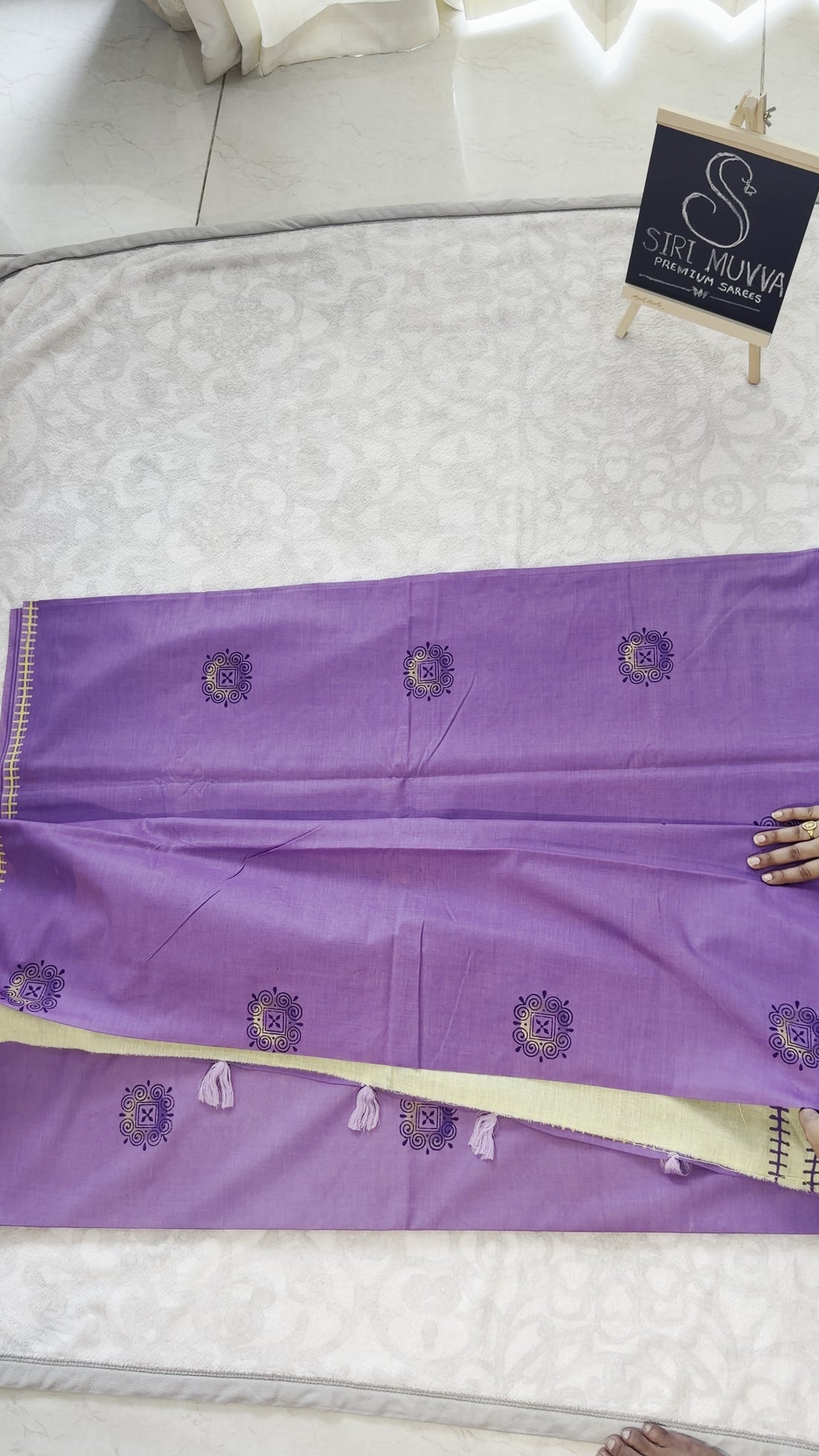 Lavender Mulmul Cotton Saree