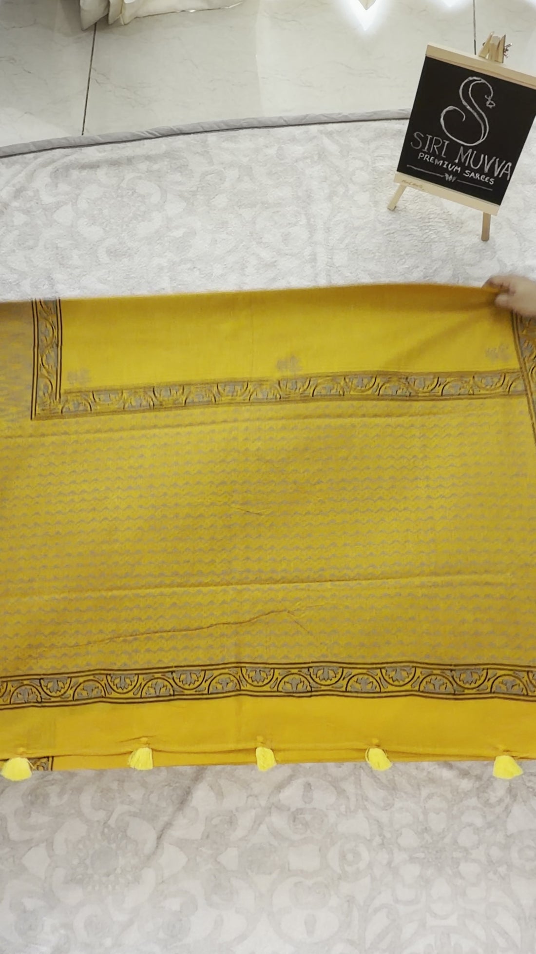 Mustard & Grey Mulmul Cotton Saree