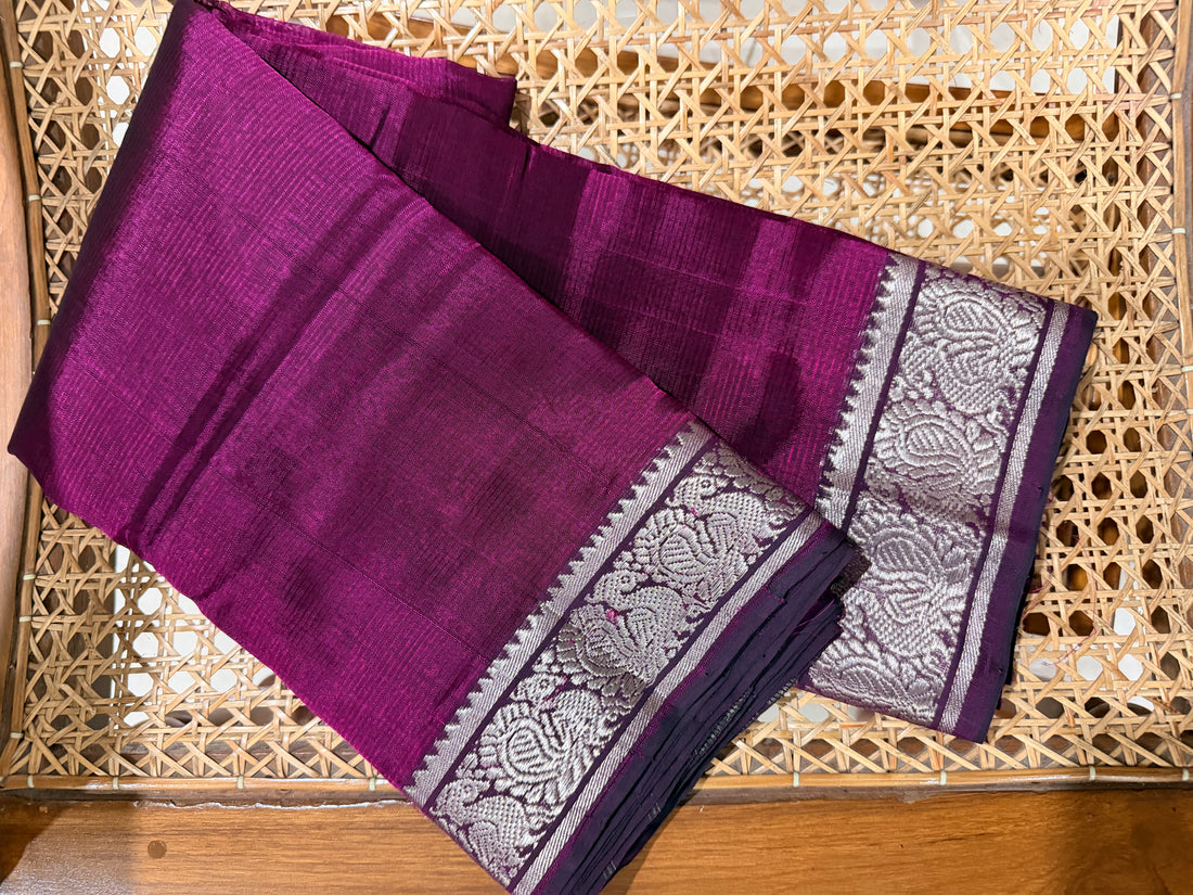 Magenta Mangalagiri Pattu Saree — Kanchi Zari Border