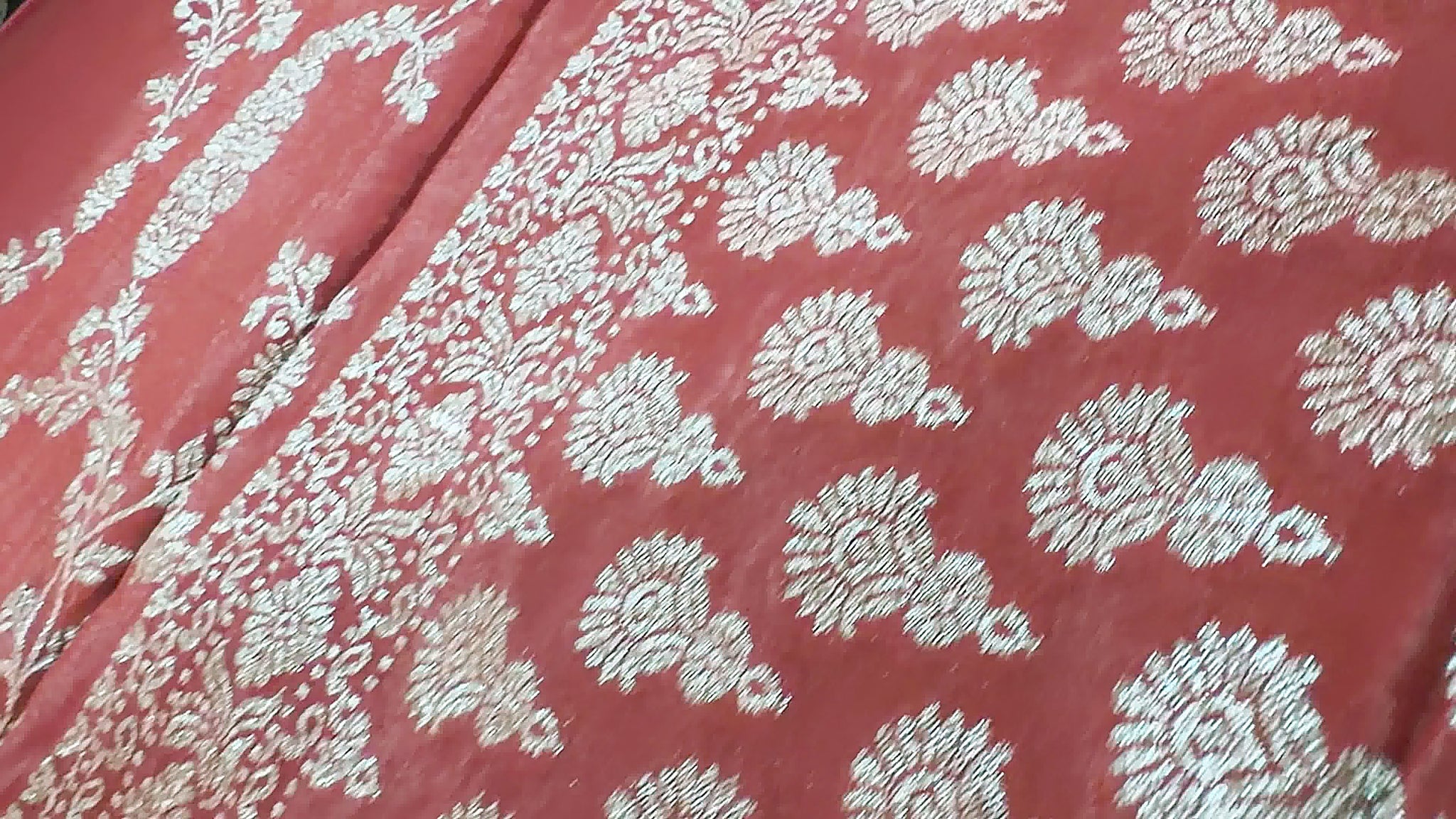 Rust Orange Khaddi Crepe Saree — Gold Zari Jaal