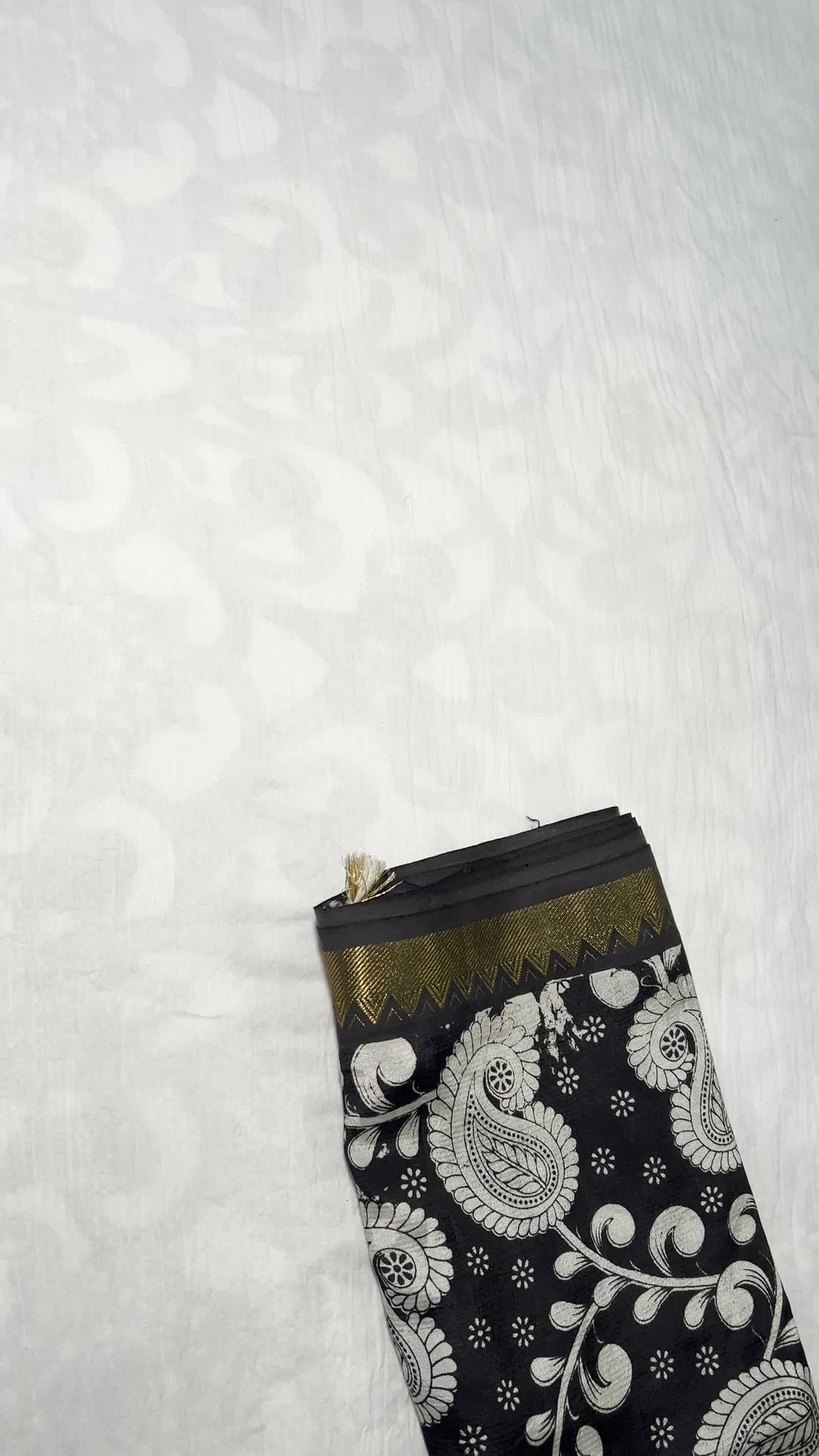 Black Kalamkari Saree — Nizam Zari Border