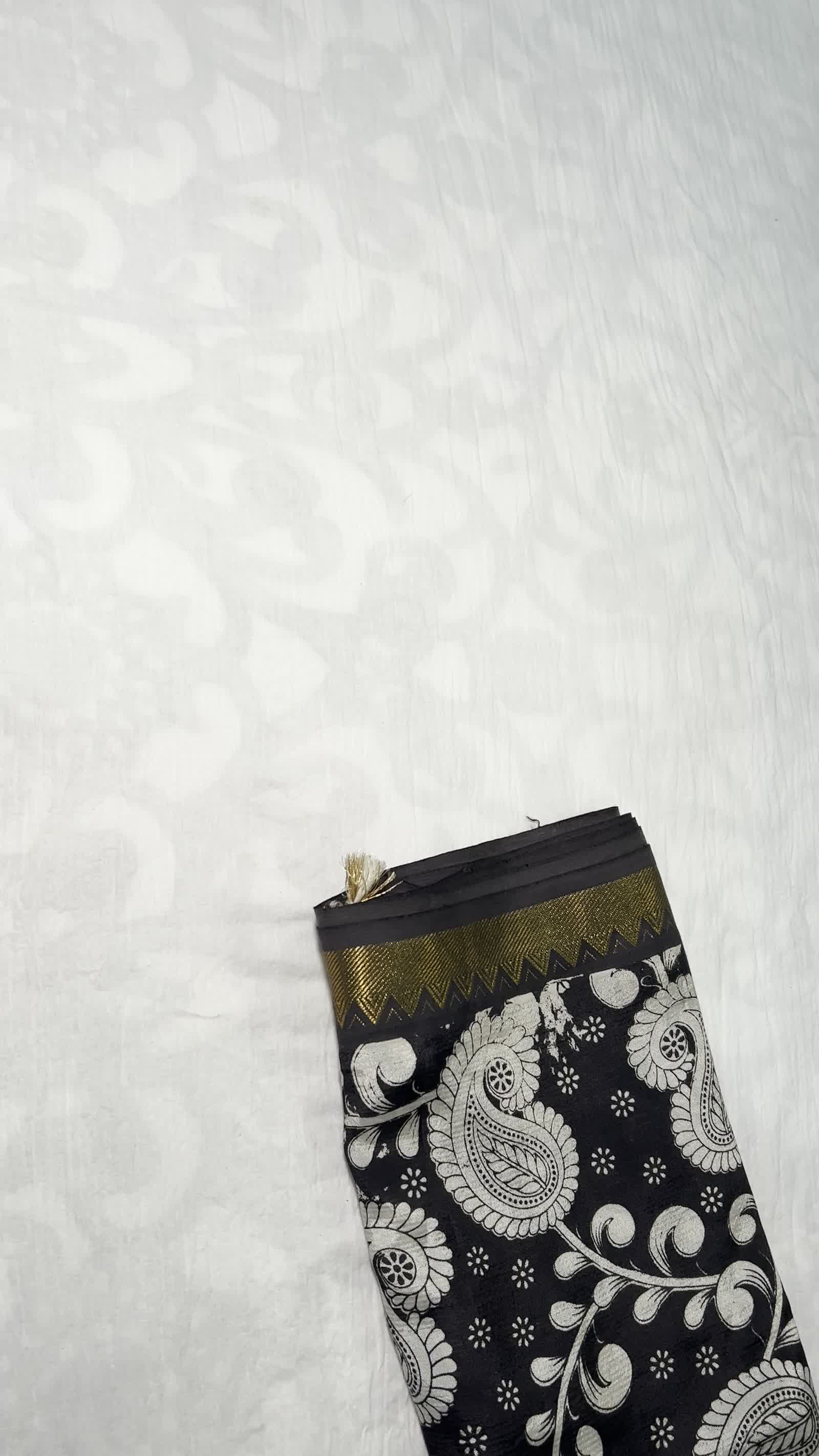 Black Kalamkari Saree — Nizam Zari Border