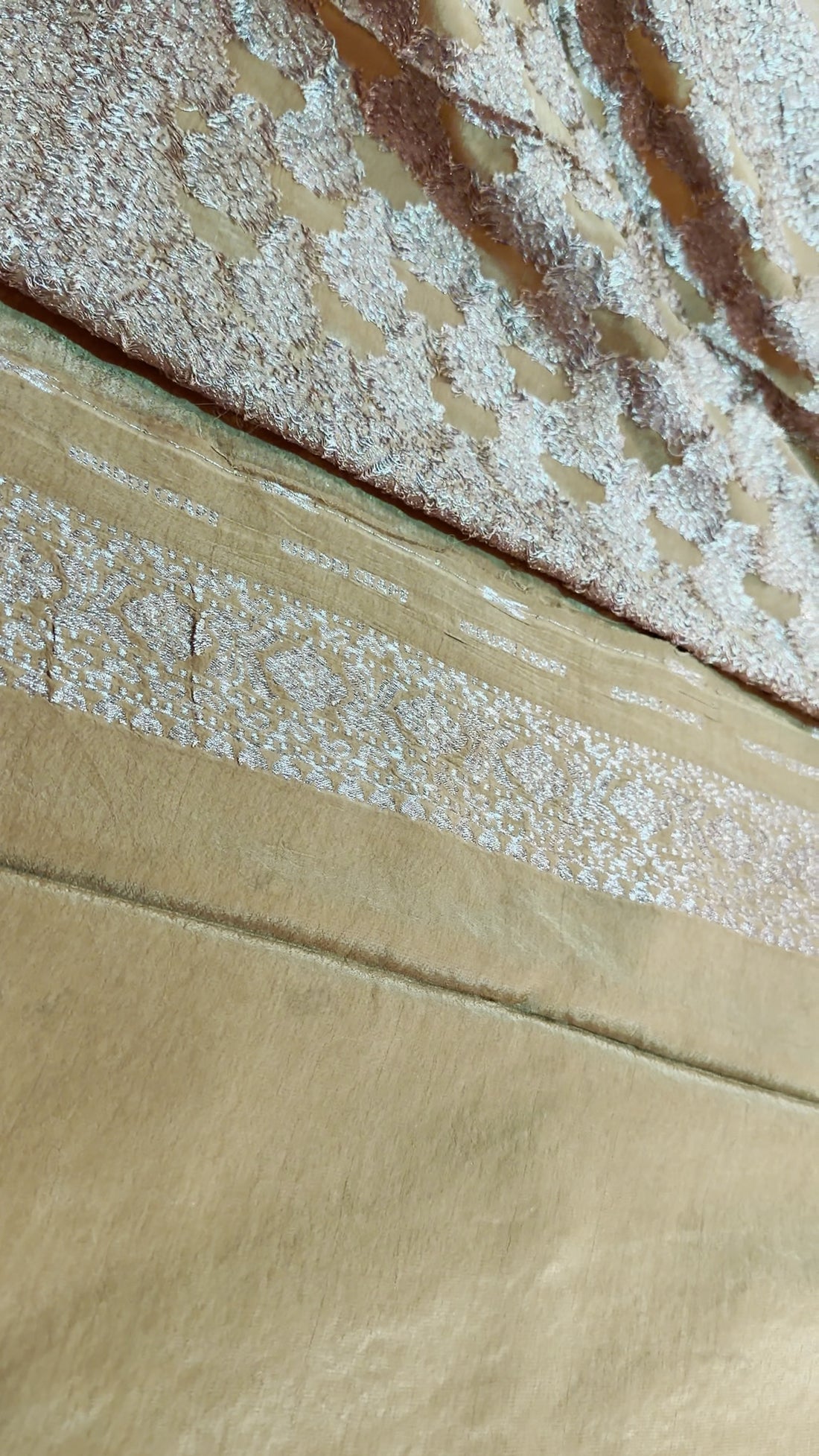 Mustard Yellow Khaddi Crepe Saree — Gold Zari Jaal