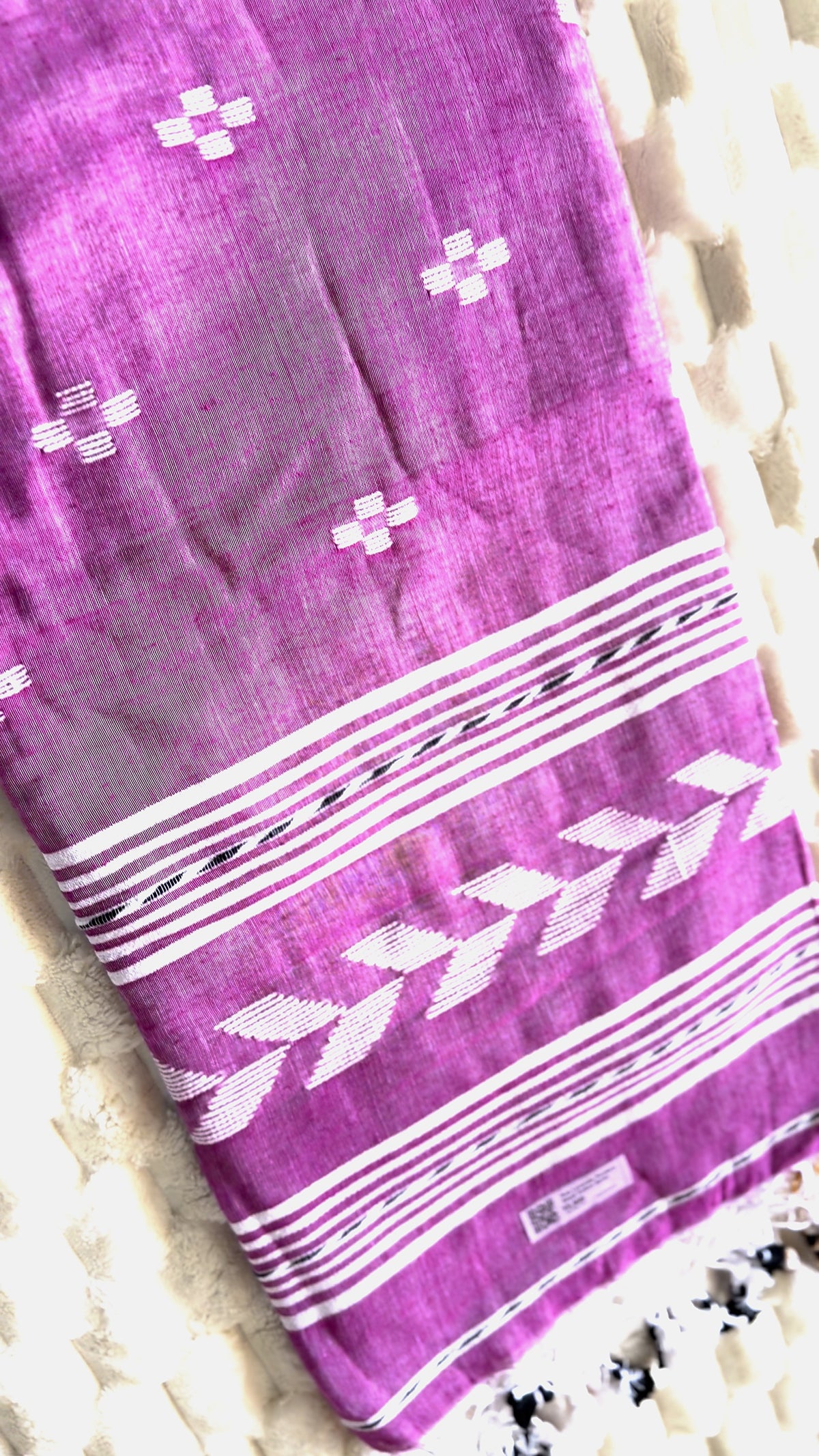 Pink Lavender Ponduru Khadi Cotton Saree with Blouse