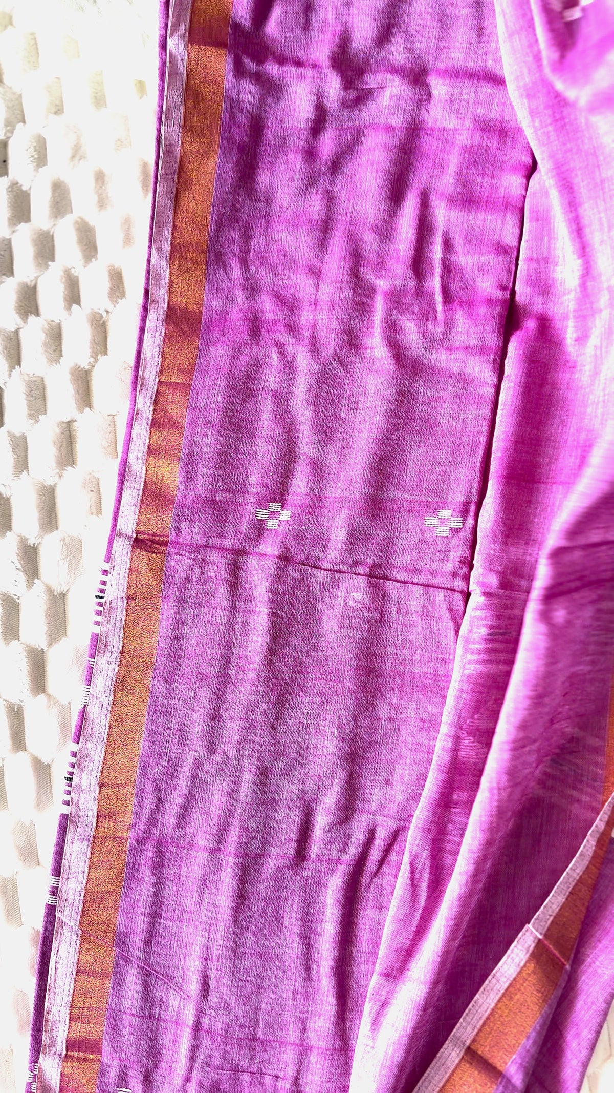 Pink Lavender Ponduru Khadi Cotton Saree with Blouse