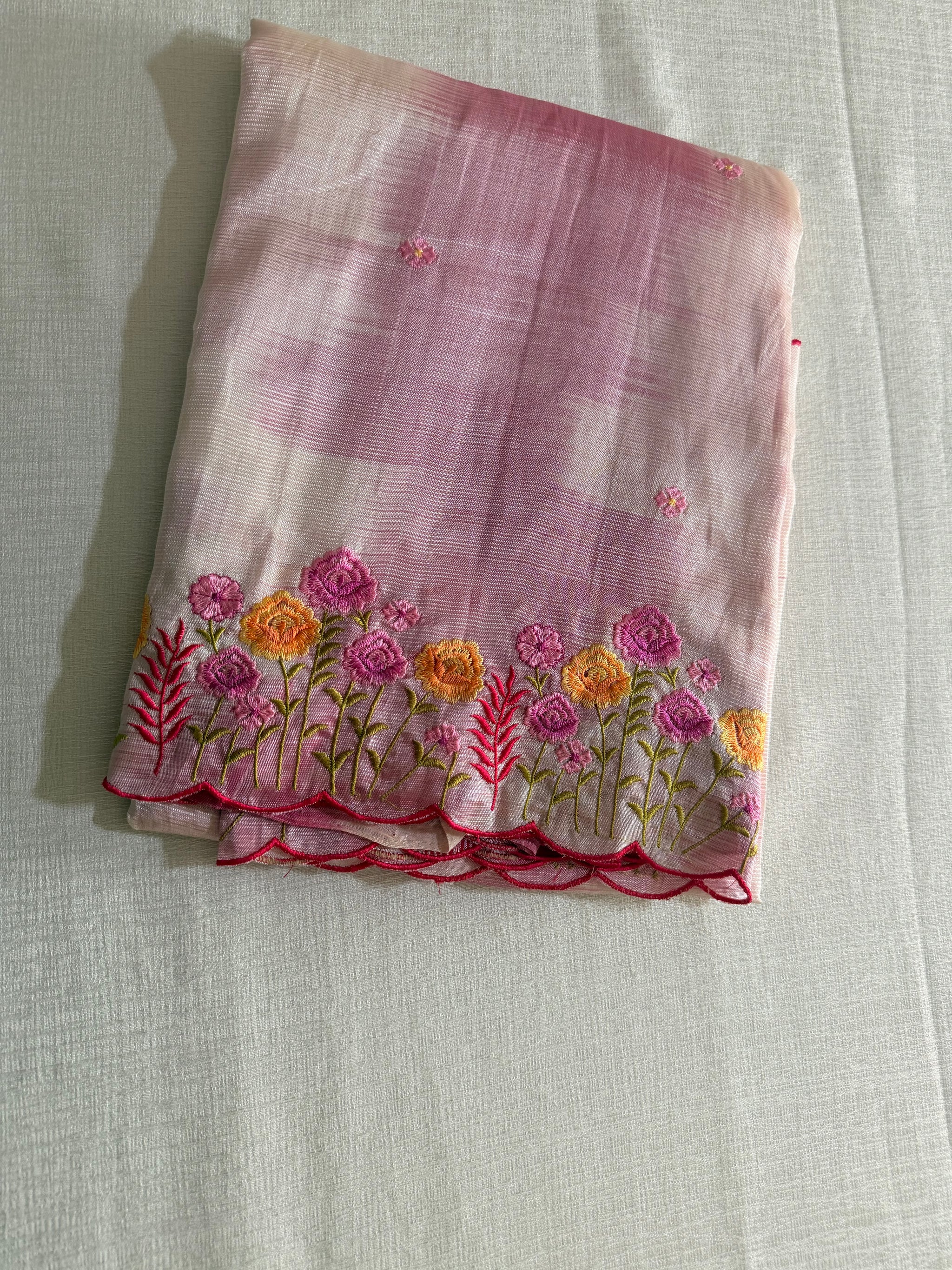 Pink Mangalagiri Katari Cut Work Saree