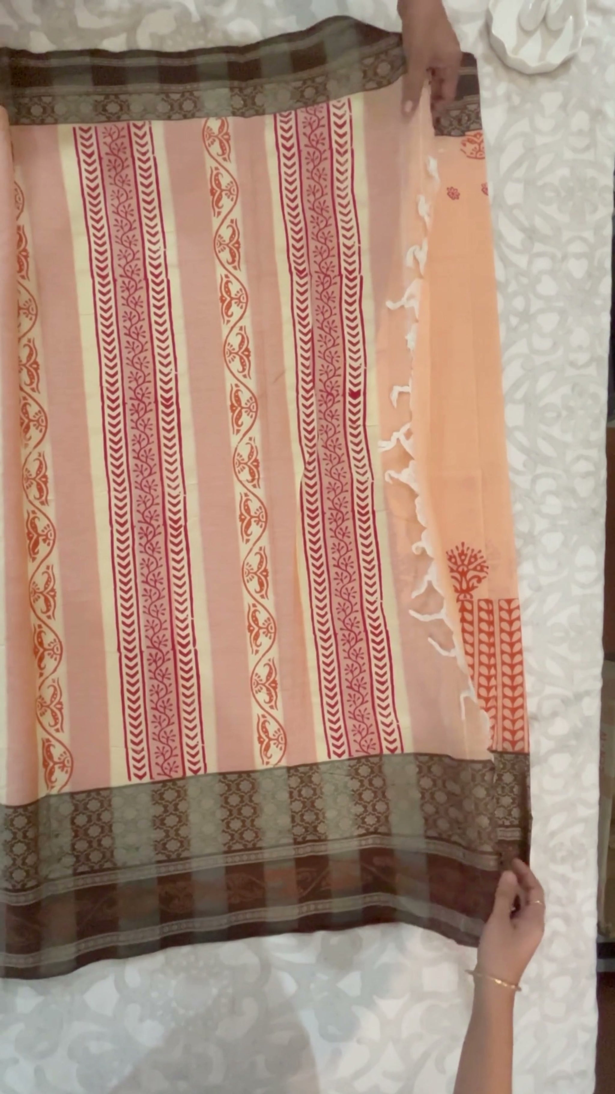 Peach Narayanpet Saree