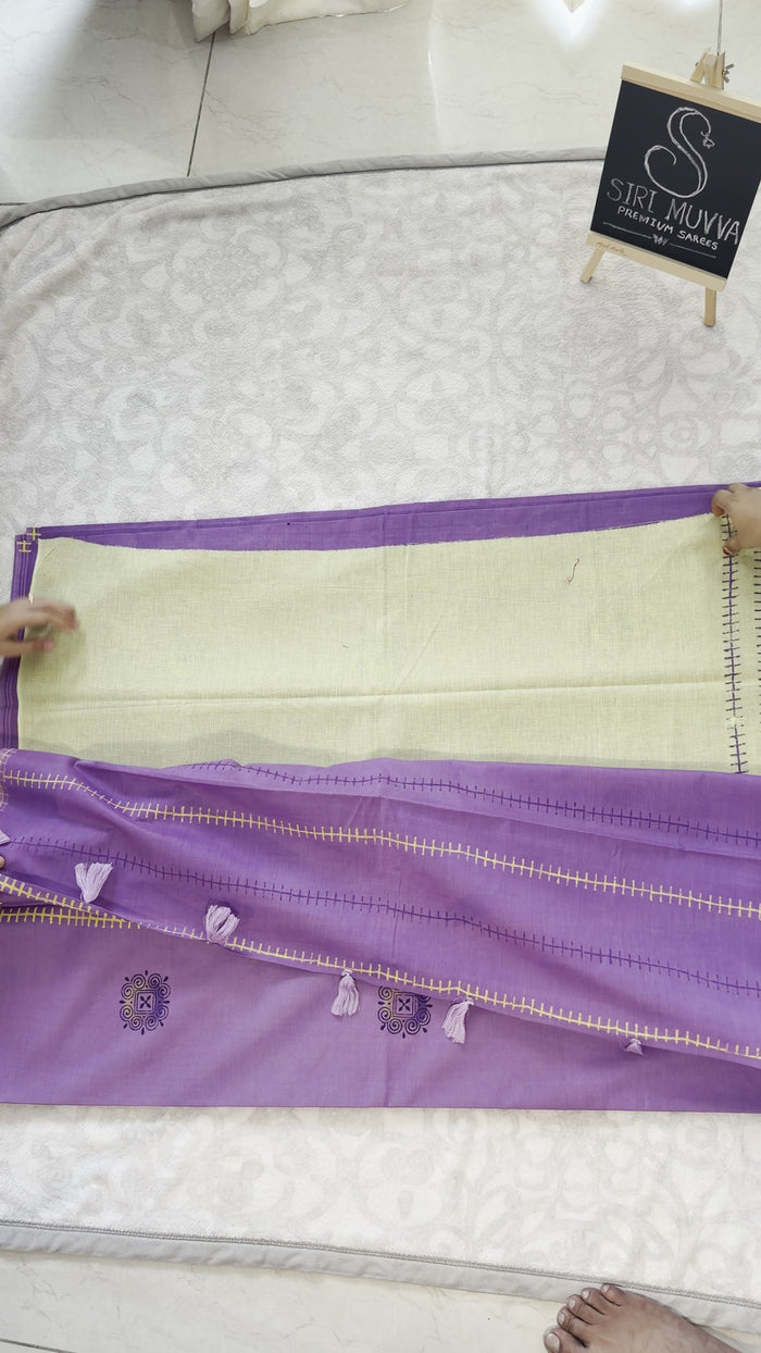 Lavender Mulmul Cotton Saree