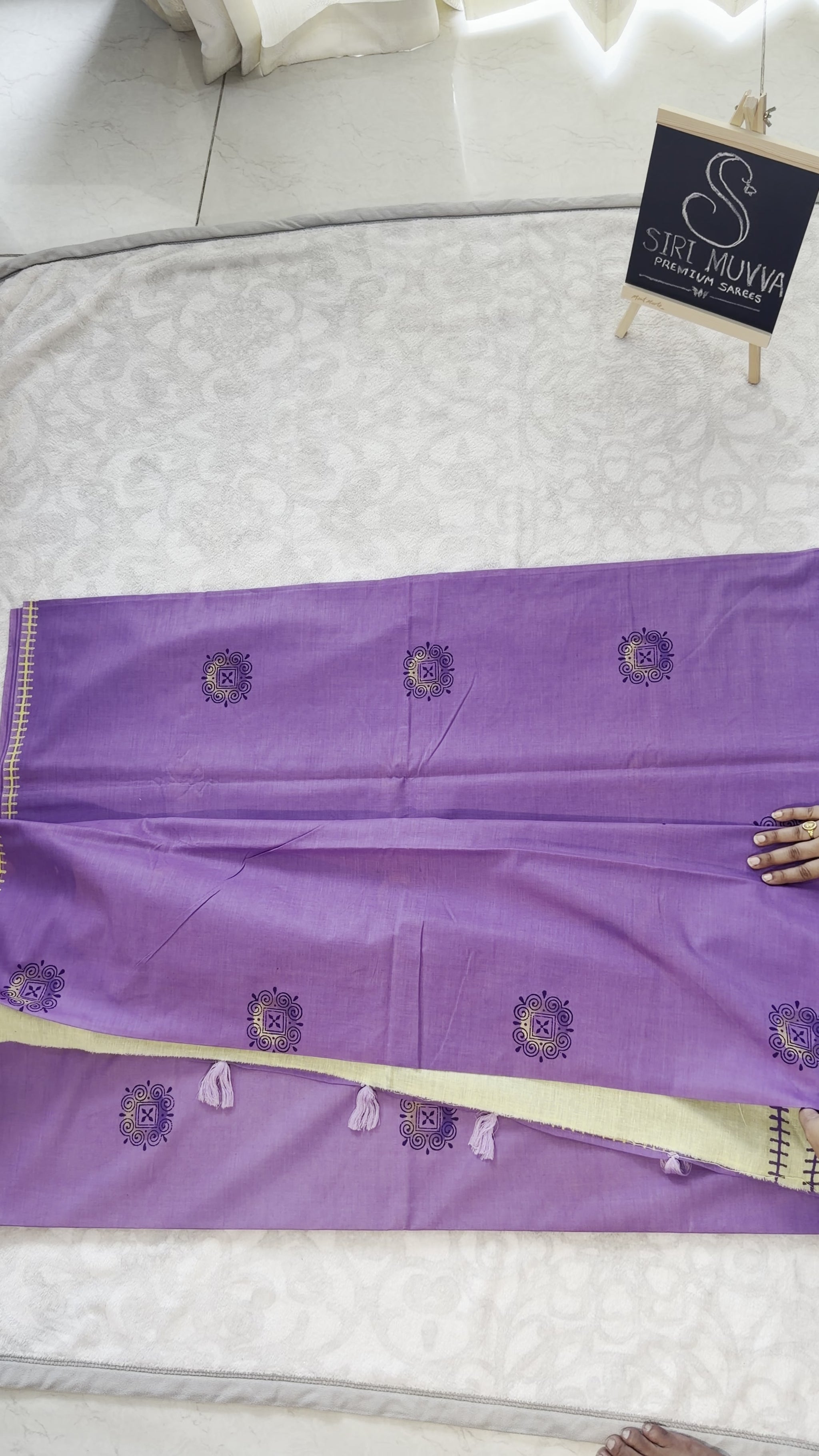 Lavender Mulmul Cotton Saree