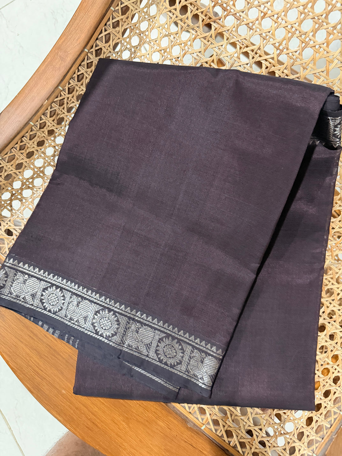 Charcoal Grey Pure Mangalagiri Pattu Saree (Premium)
