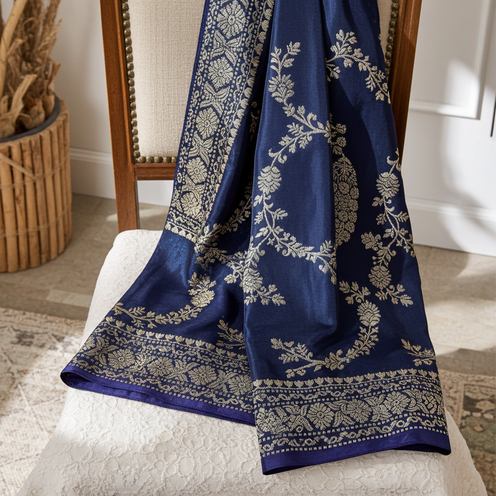 Deep Kalajamun Khaddi Crepe Saree — Gold Zari Jaal