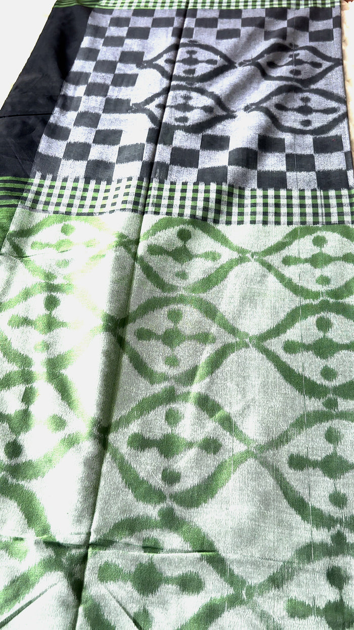 Black & Green Ponduru 6-Yard Saree with Blouse