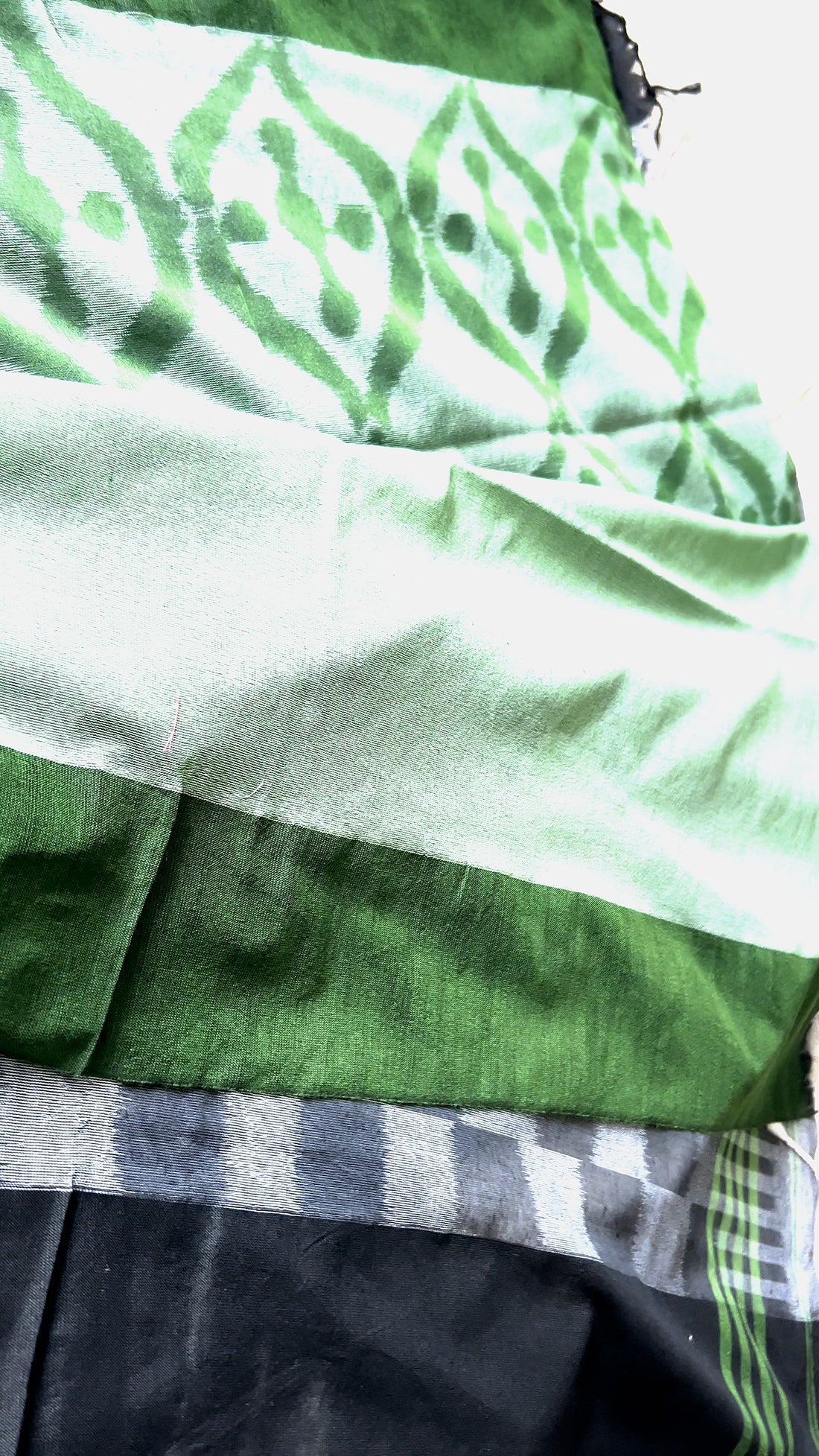 Black & Green Ponduru 6-Yard Saree with Blouse