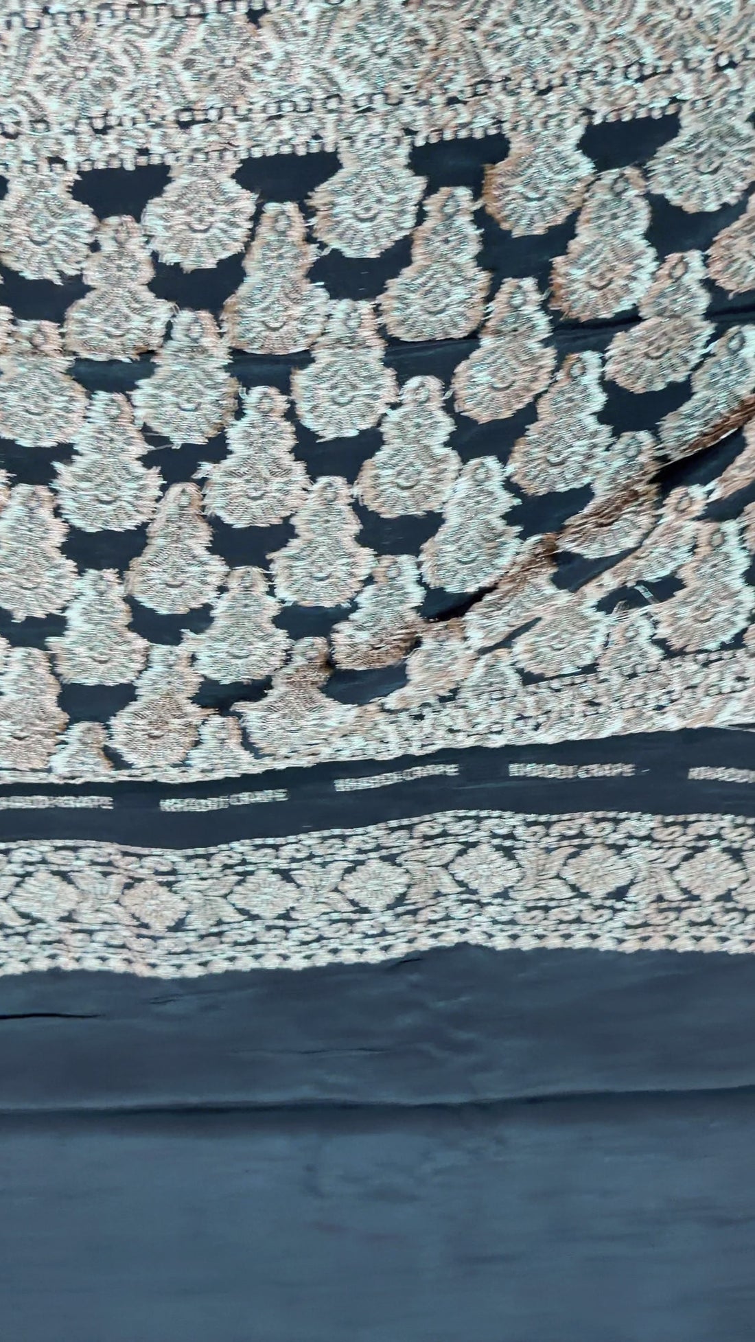 Black Khaddi Crepe Saree — Gold Zari Jaal