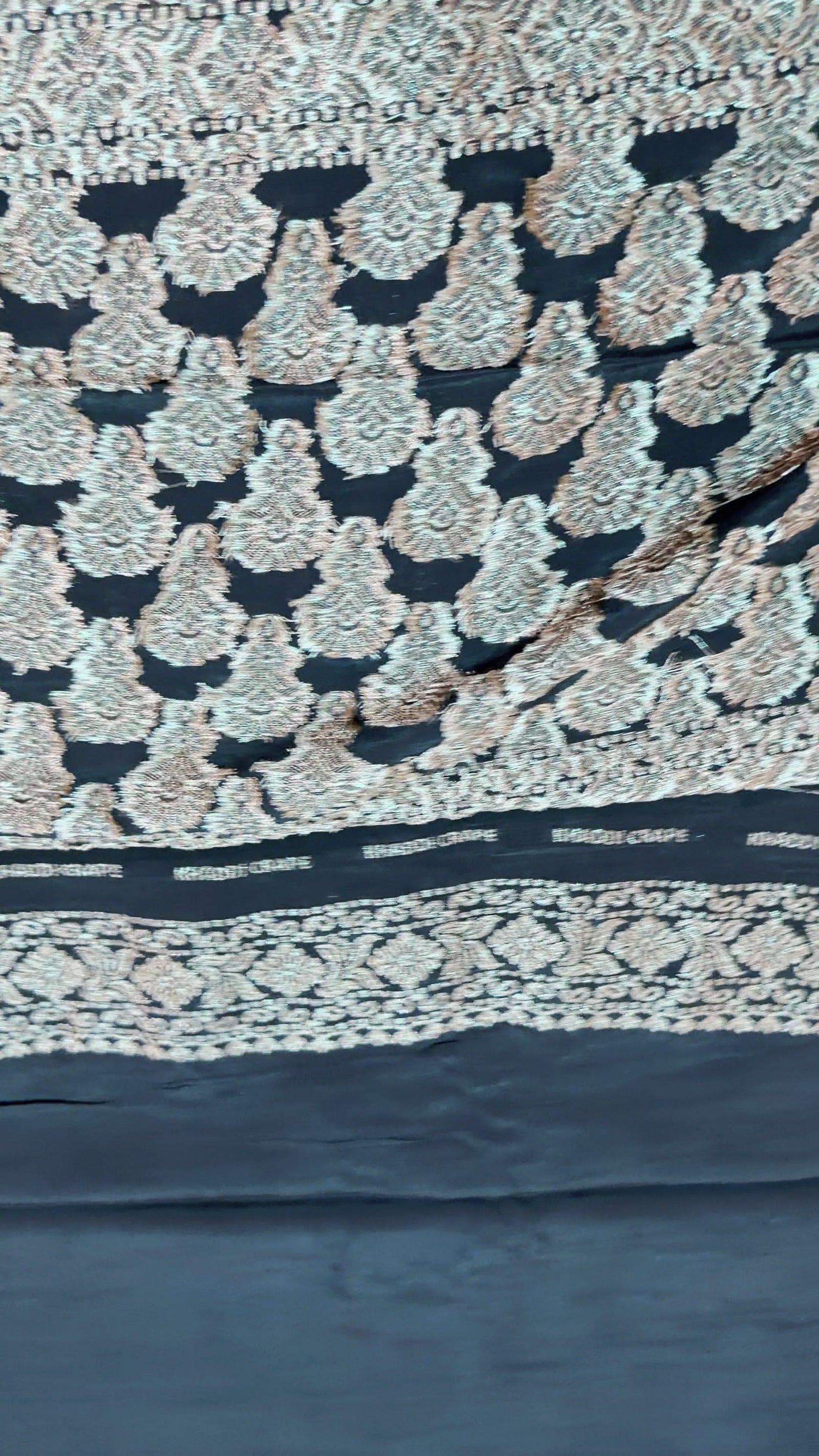 Black Khaddi Crepe Saree — Gold Zari Jaal