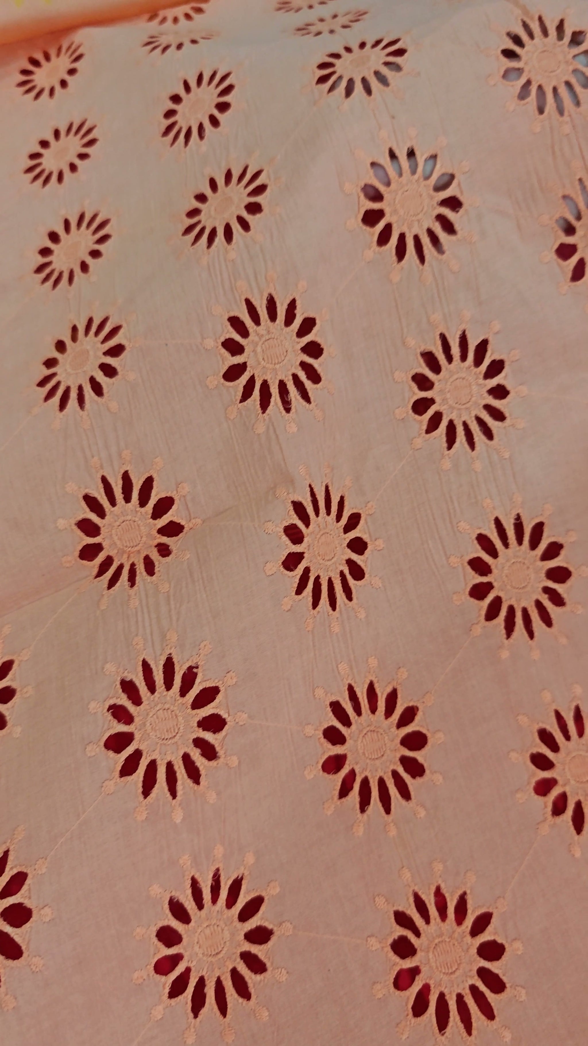 Coral Red Cotton Block-Print Saree