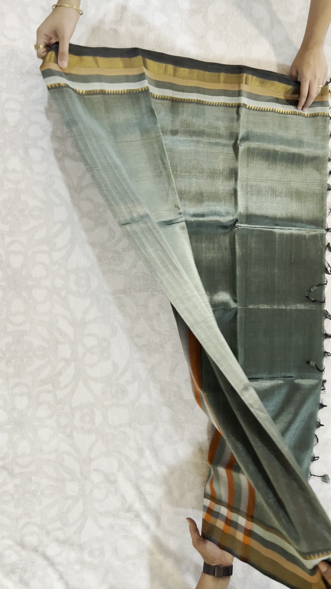 Grey Mangalagiri Pattu Saree