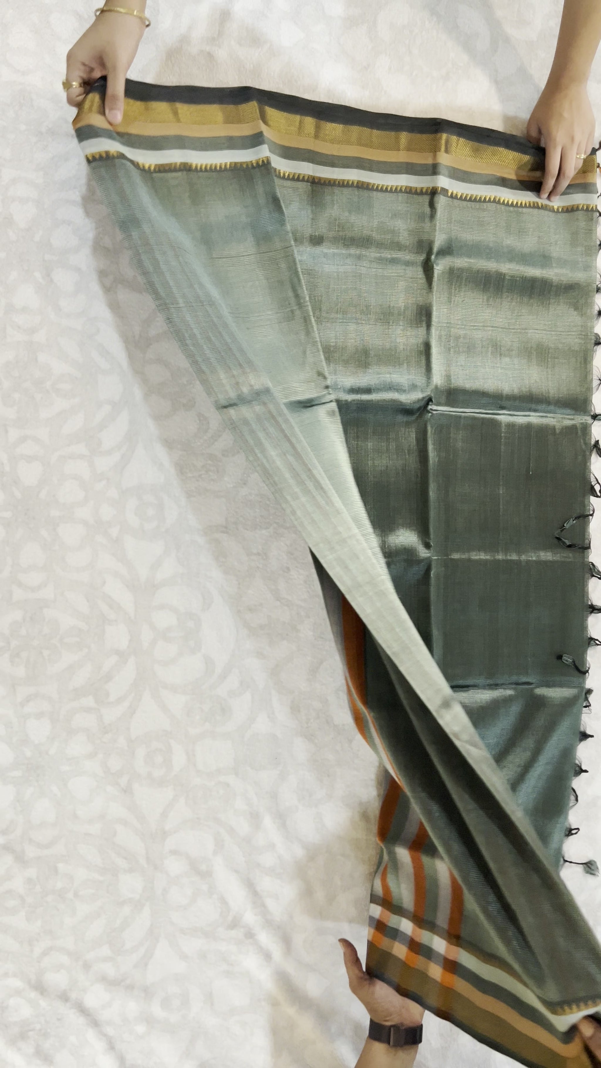 Grey Mangalagiri Pattu Saree