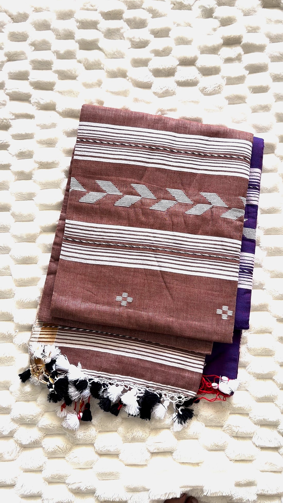 Light Brown Ponduru Khadi Cotton Saree with Blouse