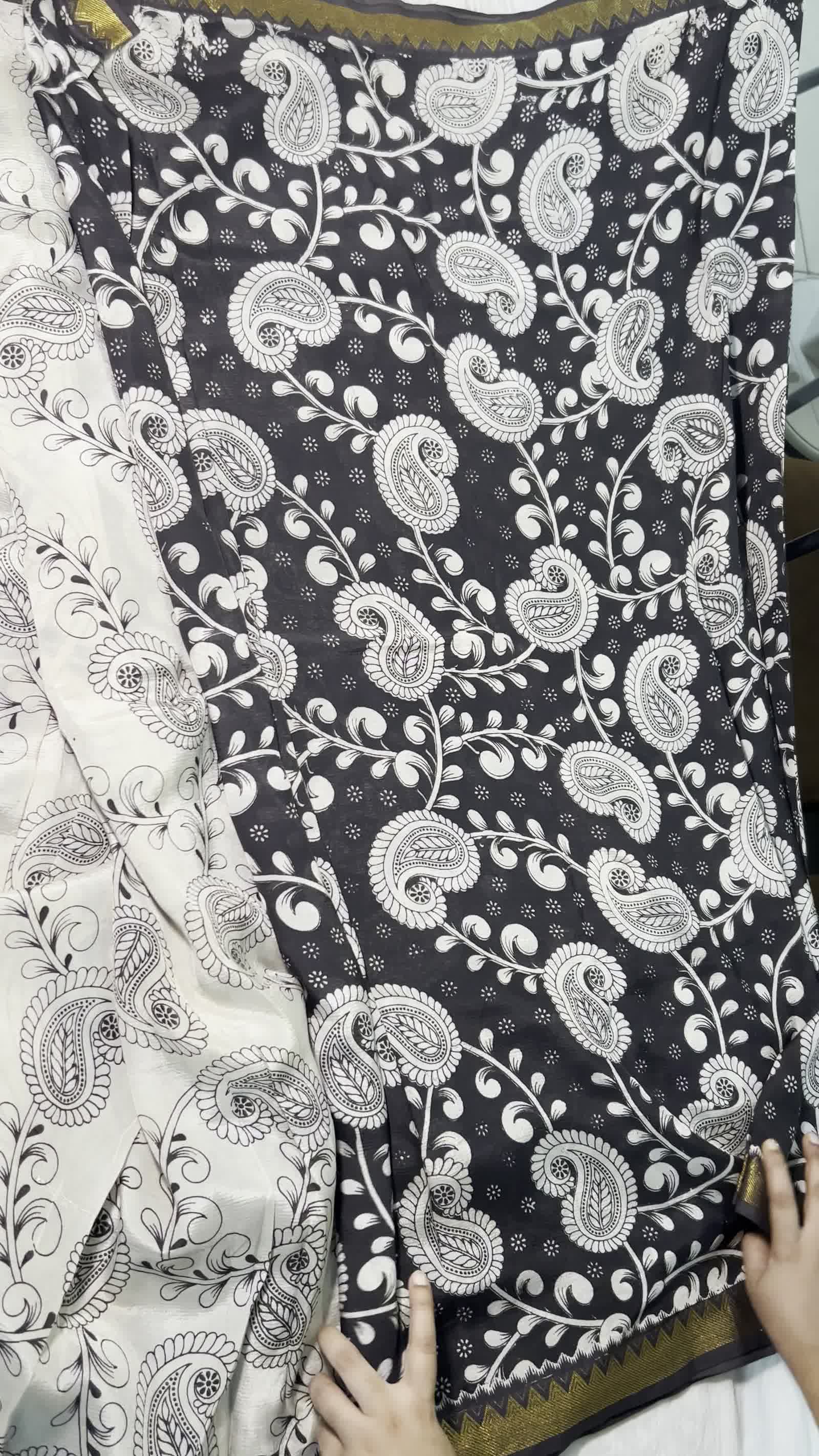 Black Kalamkari Saree — Nizam Zari Border