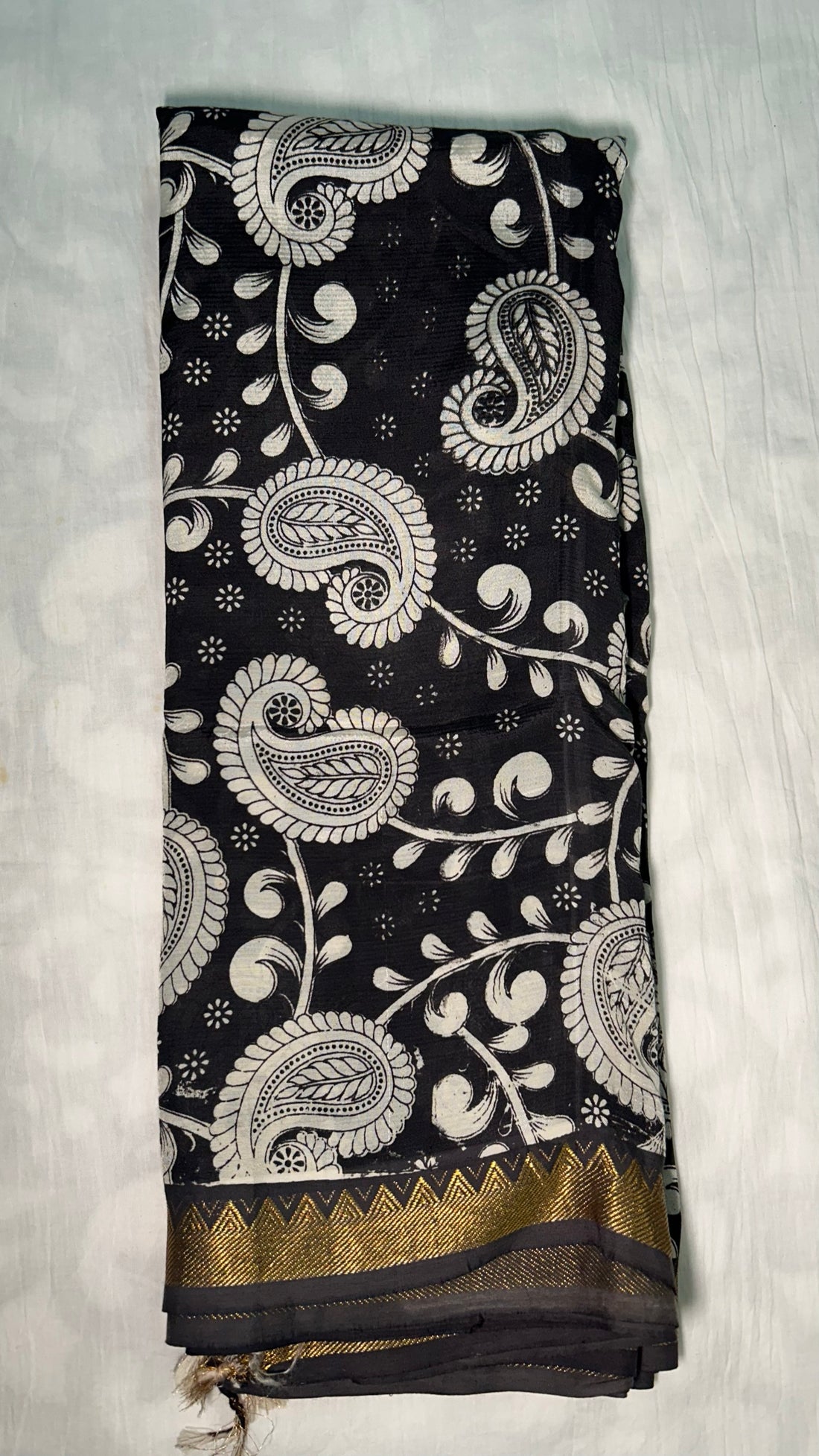 Black Kalamkari Saree — Nizam Zari Border