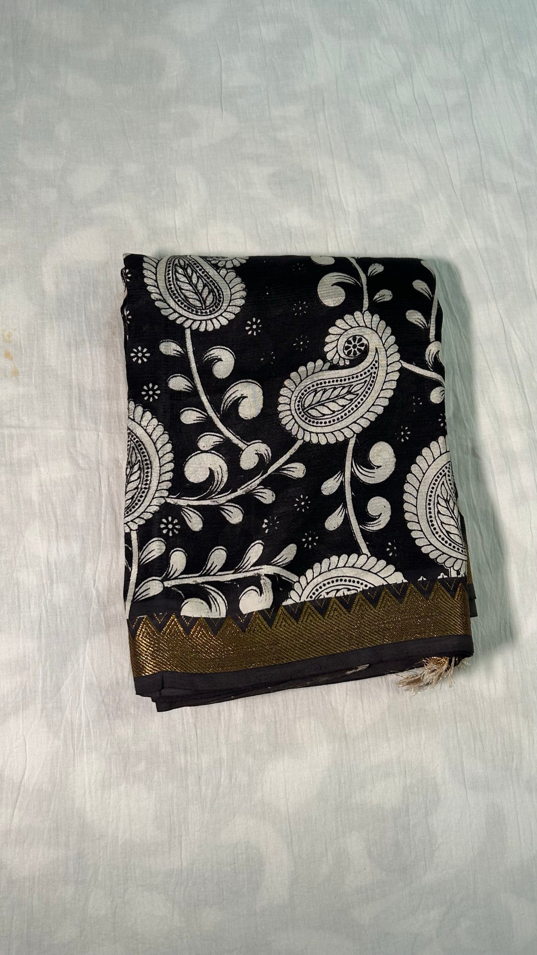 Black Kalamkari Saree — Nizam Zari Border
