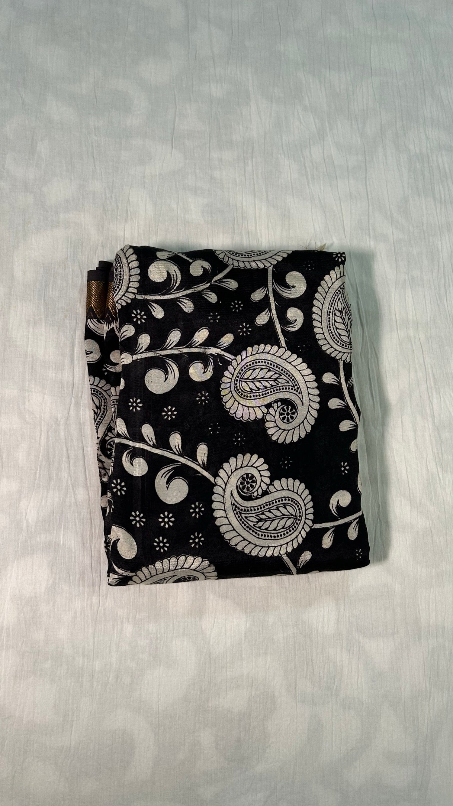 Black Kalamkari Saree — Nizam Zari Border