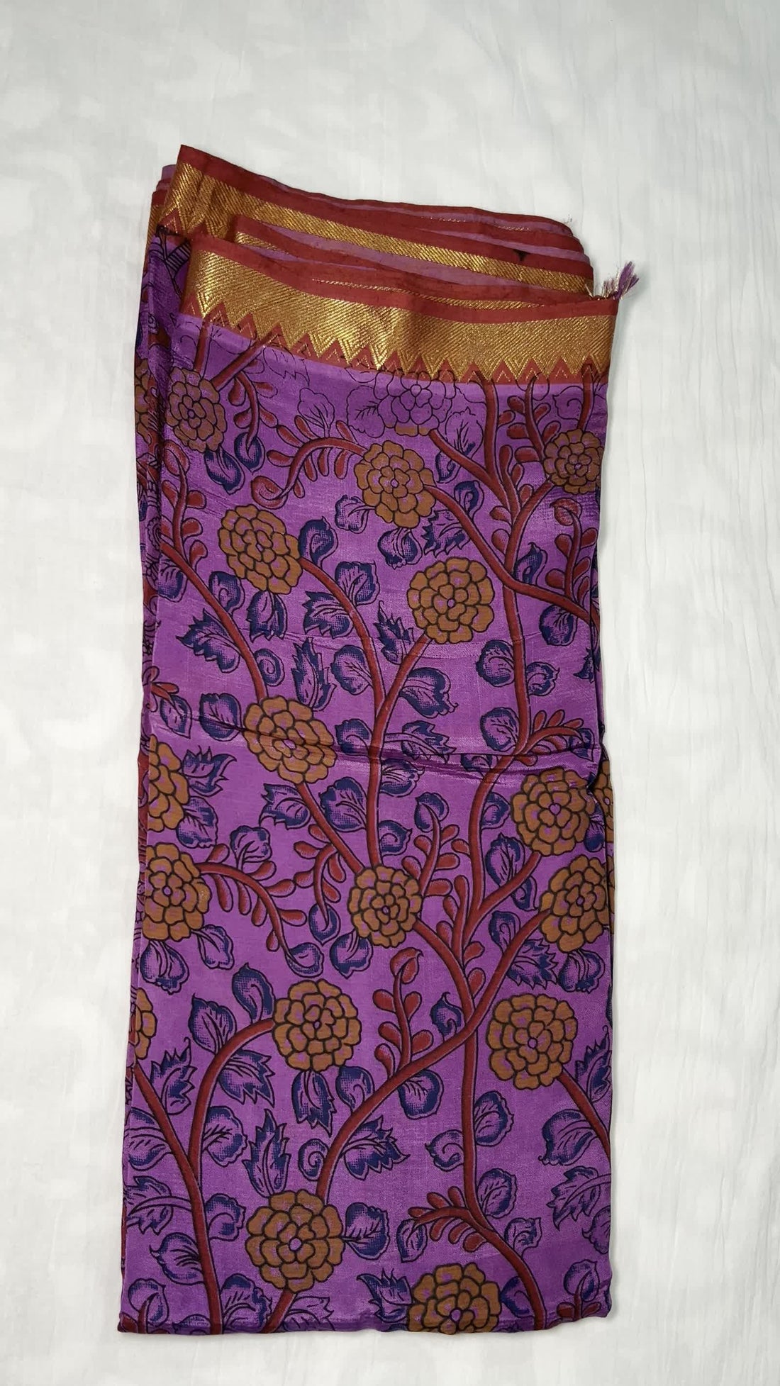 Purple Kalamkari Saree — Nizam Zari Border