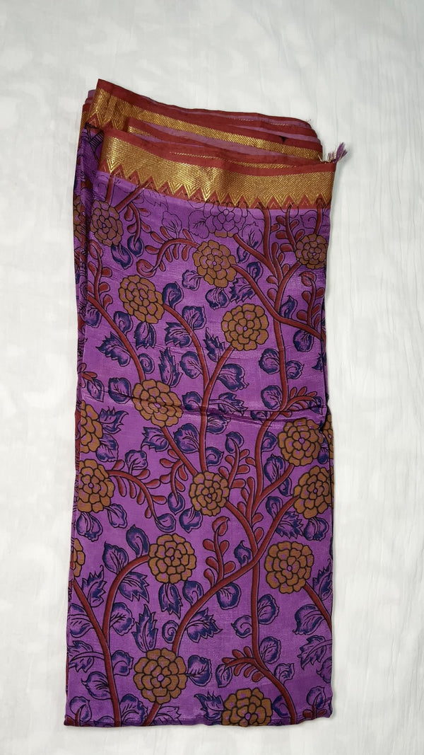 Purple Kalamkari Saree — Nizam Zari Border