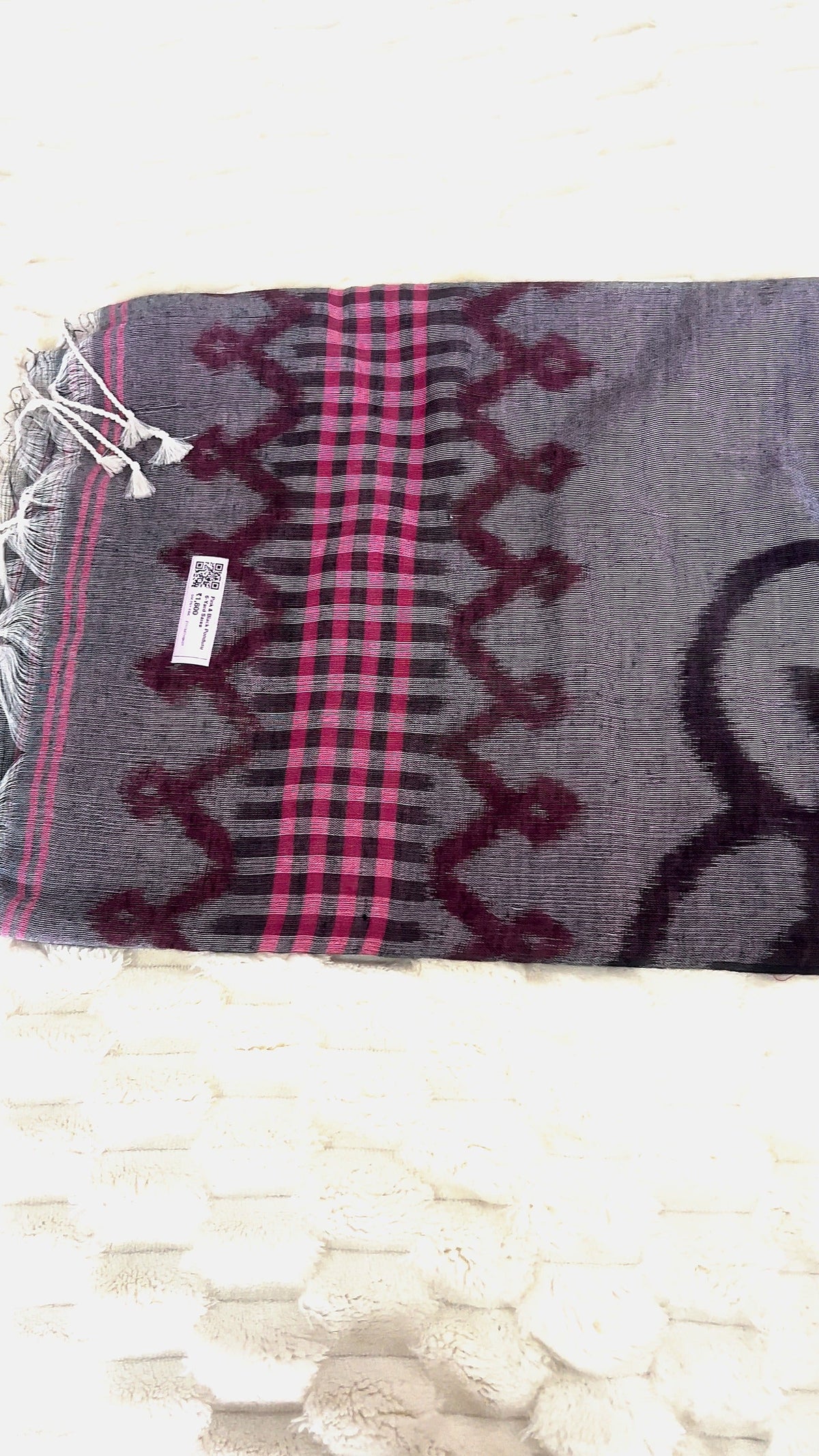 Grey & Pink Ponduru 6-Yard Saree with Blouse