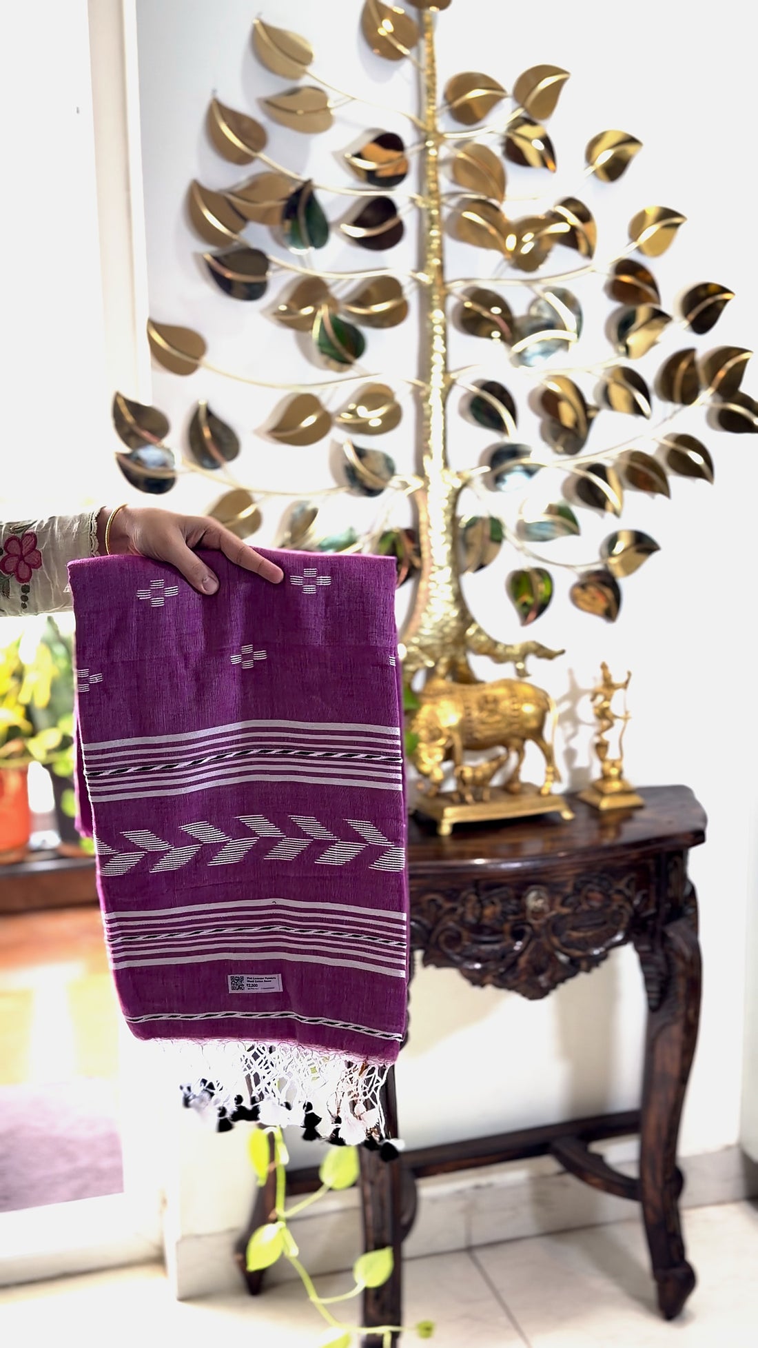 Pink Lavender Ponduru Khadi Cotton Saree with Blouse