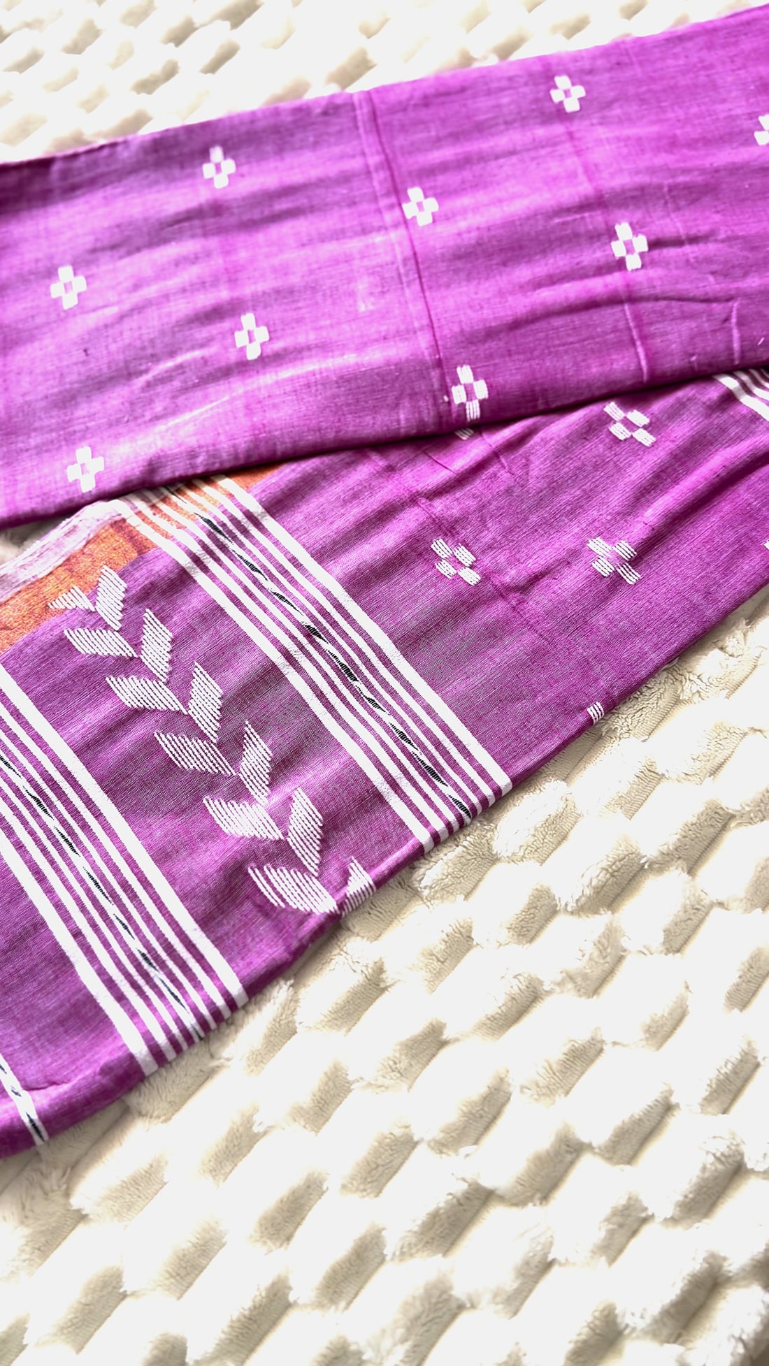 Pink Lavender Ponduru Khadi Cotton Saree with Blouse