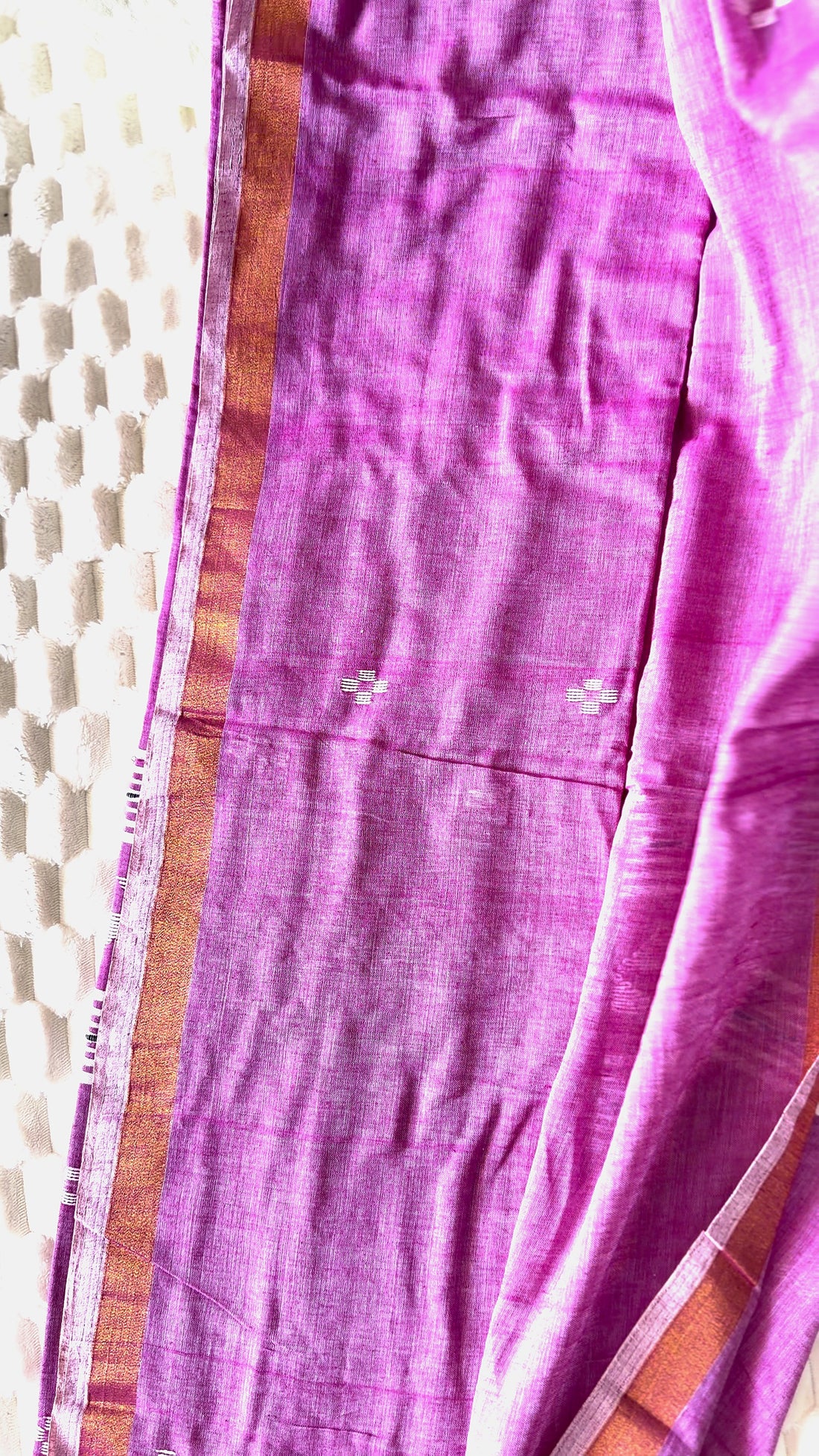 Pink Lavender Ponduru Khadi Cotton Saree with Blouse
