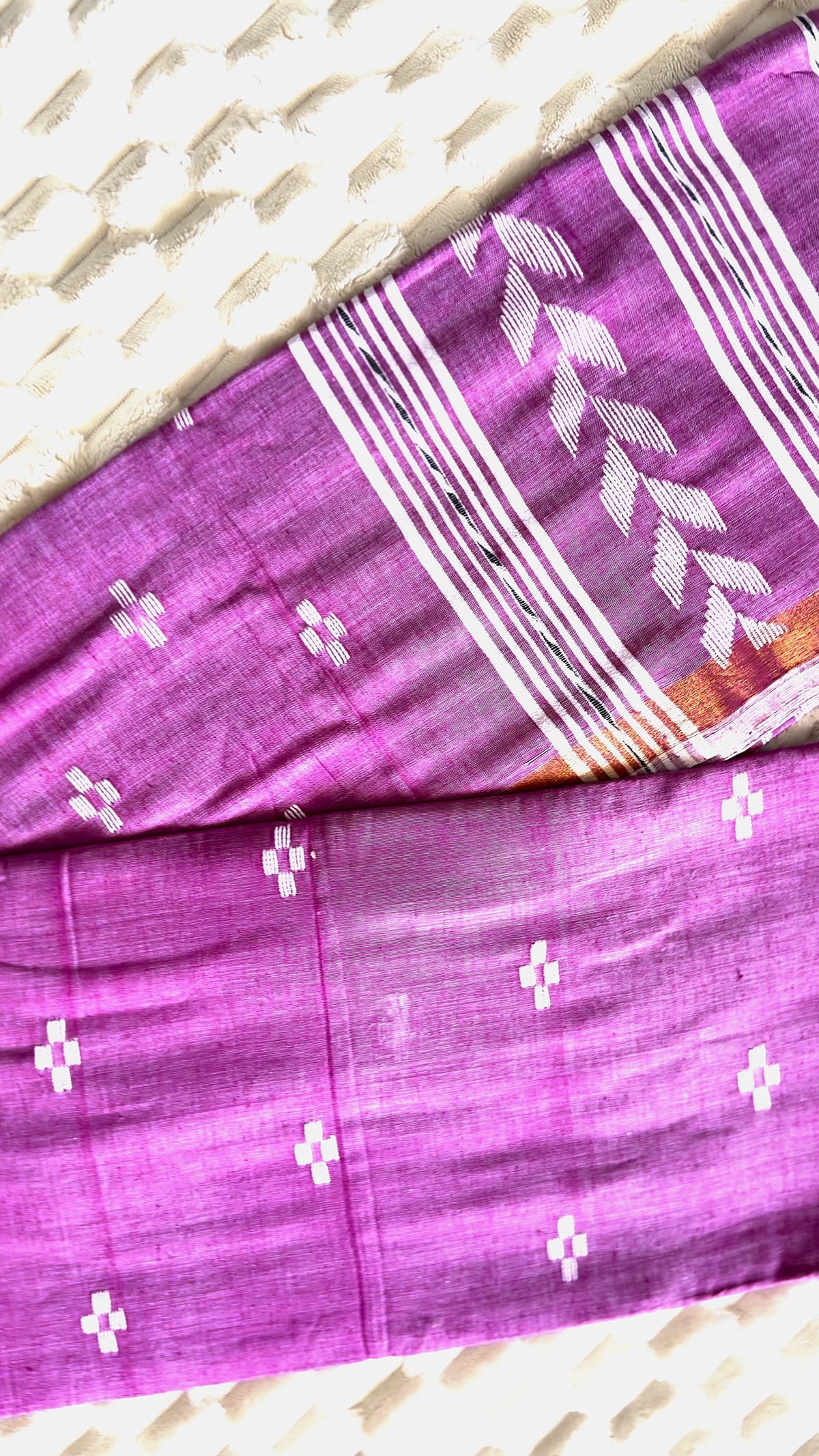 Pink Lavender Ponduru Khadi Cotton Saree with Blouse