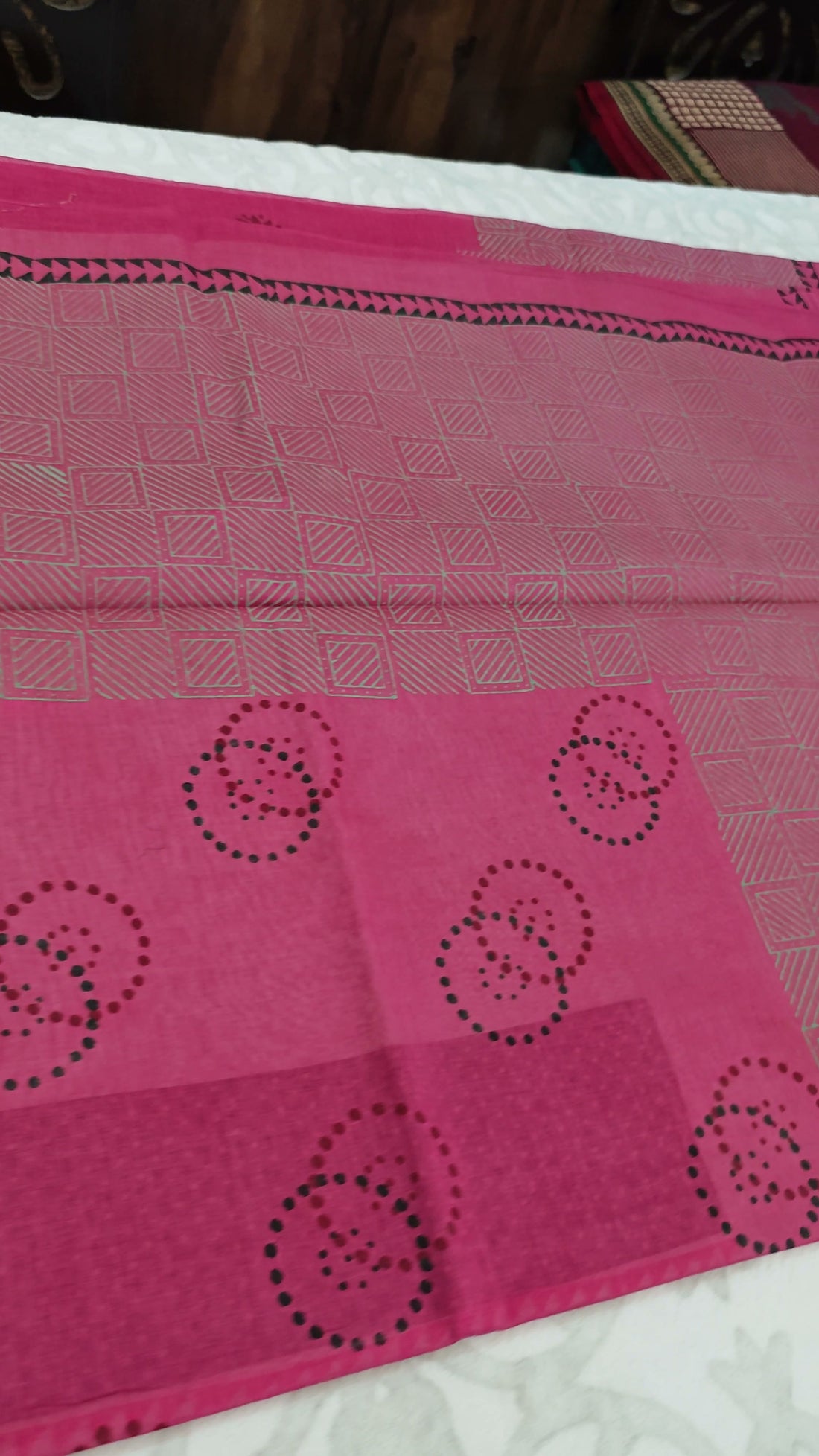 Dusty Pink Cotton Block-Print Saree