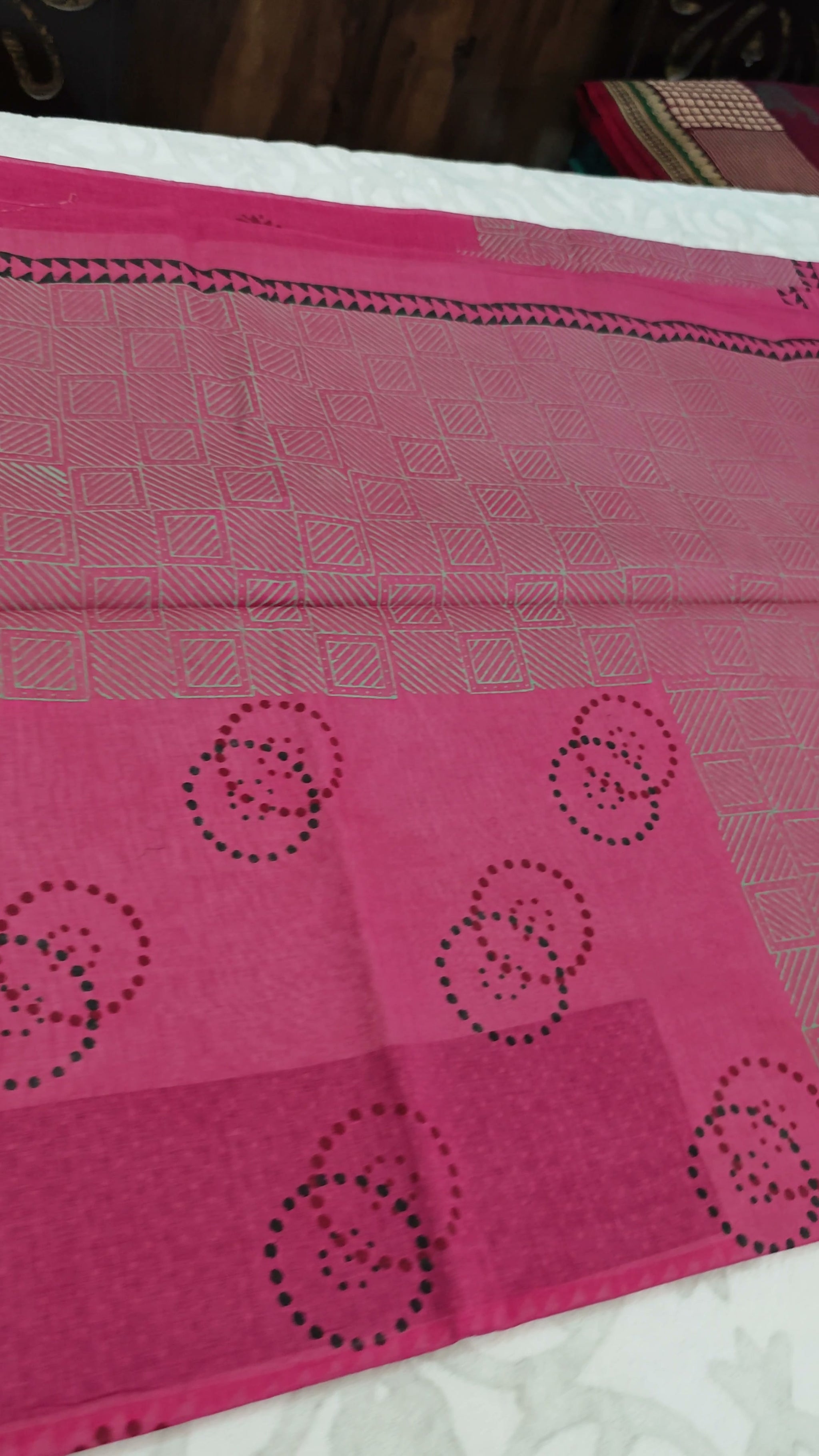 Dusty Pink Cotton Block-Print Saree