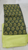 Bottle green Ajrakh 3-piece set with lime hand-kantha dupatta