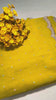 Mustard Georgette Saree — Scalloped Lace Border & Embroidered Buti