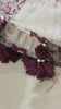 Peach hand-kantha dupatta — maroon tassels detail
