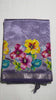 Lavender Mangalagiri Pattu saree with floral applique work — folded reveal, pallu and silver zari border