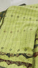 Lime hand-kantha dupatta — Ajrakh patch border