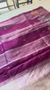 Grey saree magenta striped pallu