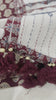 Ivory hand-kantha dupatta — Ajrakh patches and maroon tassels