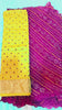 Rani pink Bandhani saree with matching mustard designer blouse — product video