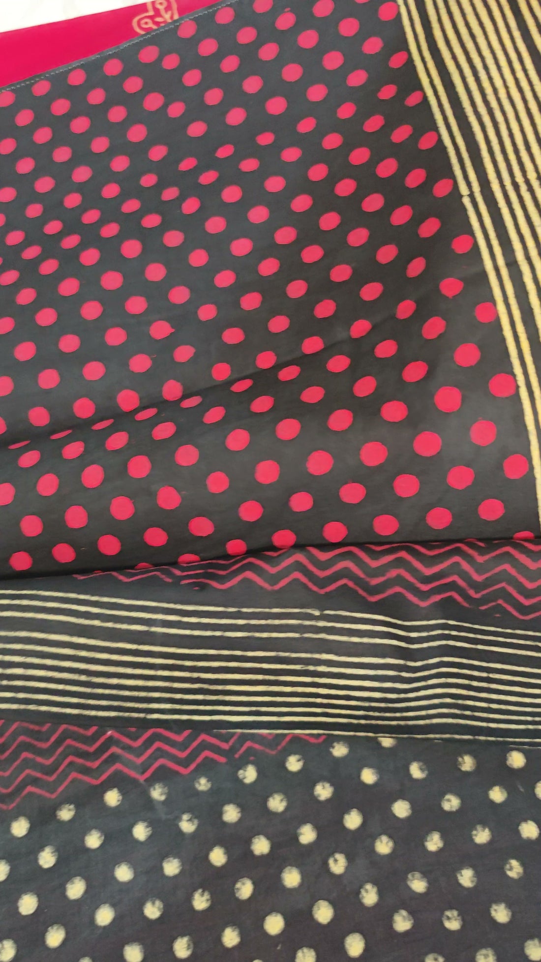 Red Mango-Butti Cotton Block-Print Saree