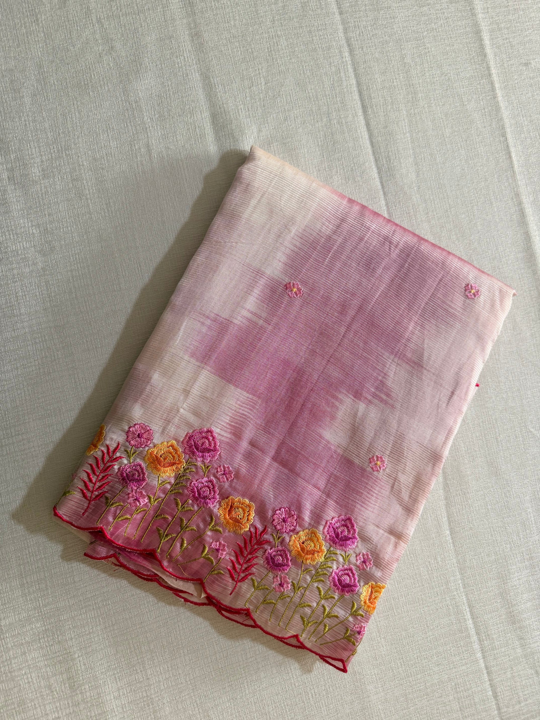 Pink Mangalagiri Katari Cut Work Saree