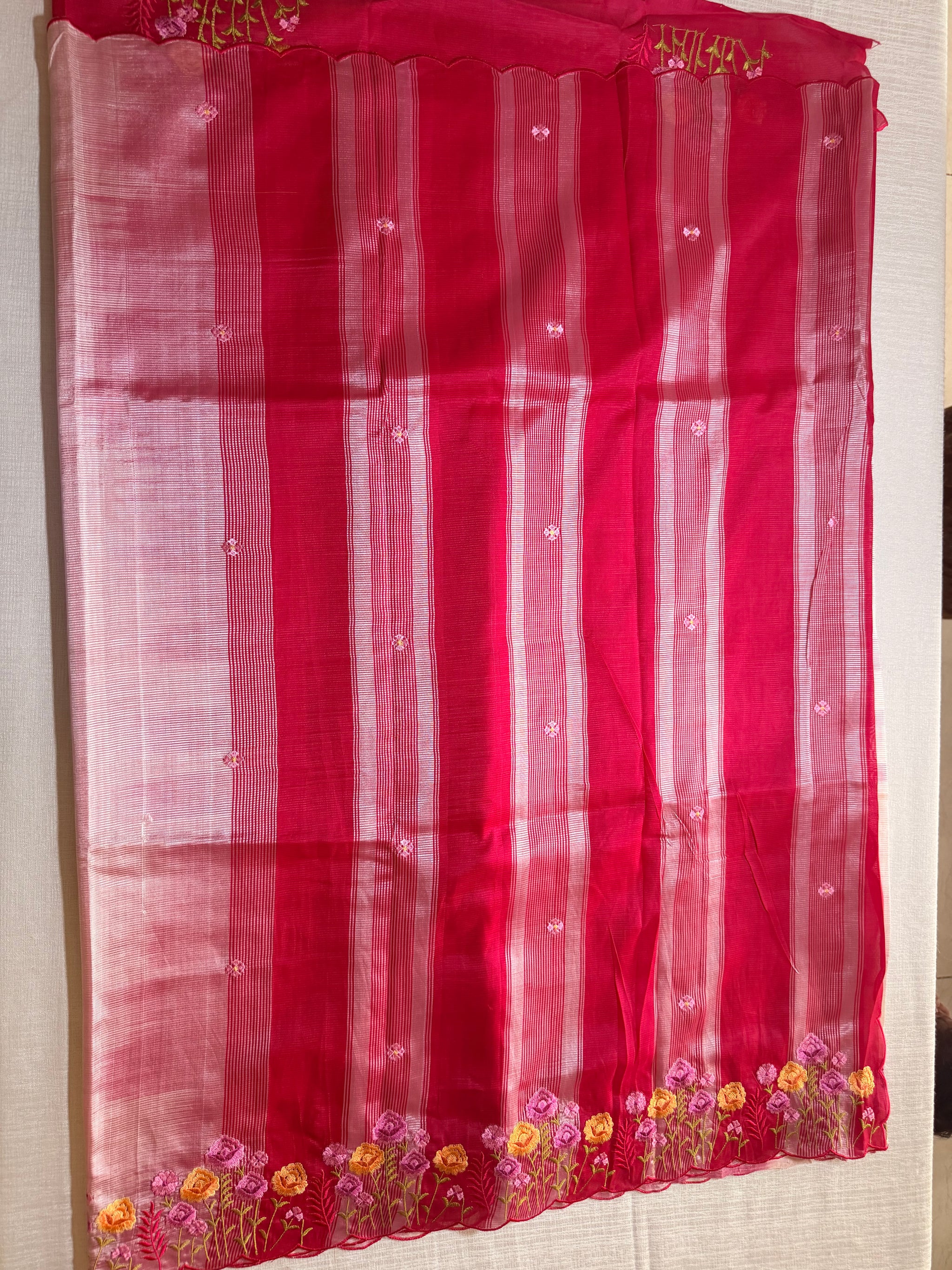 Pink Mangalagiri Katari Cut Work Saree