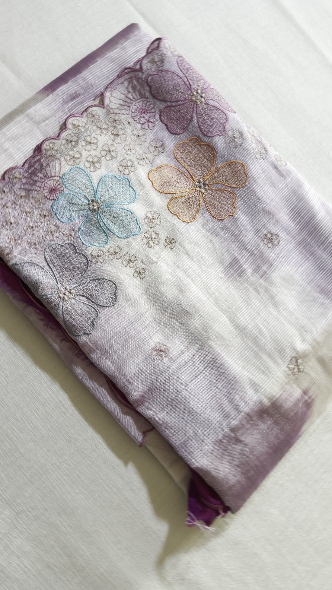 Lavender Mangalagiri Katari Cut Work Saree