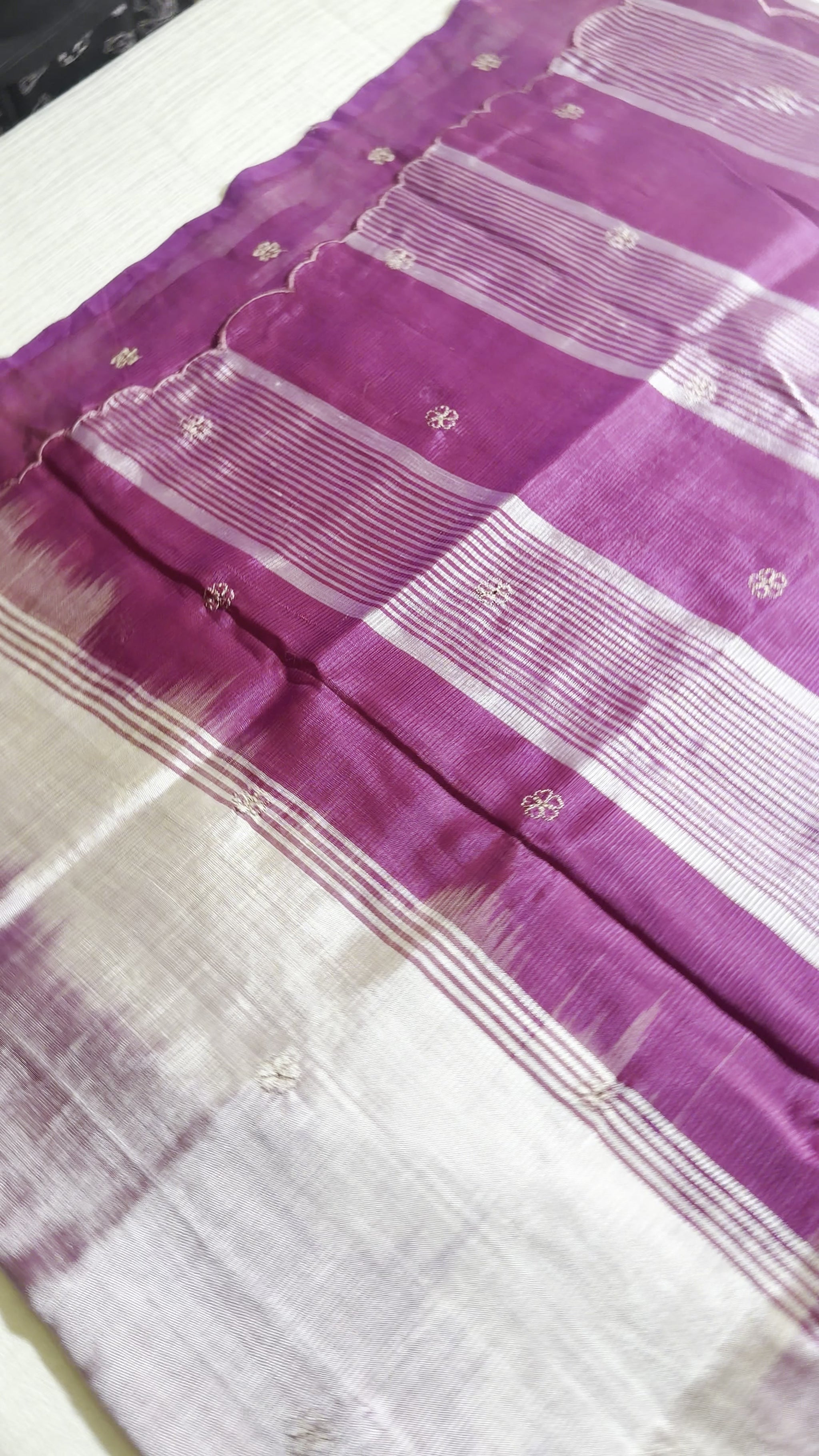 Lavender Mangalagiri Katari Cut Work Saree