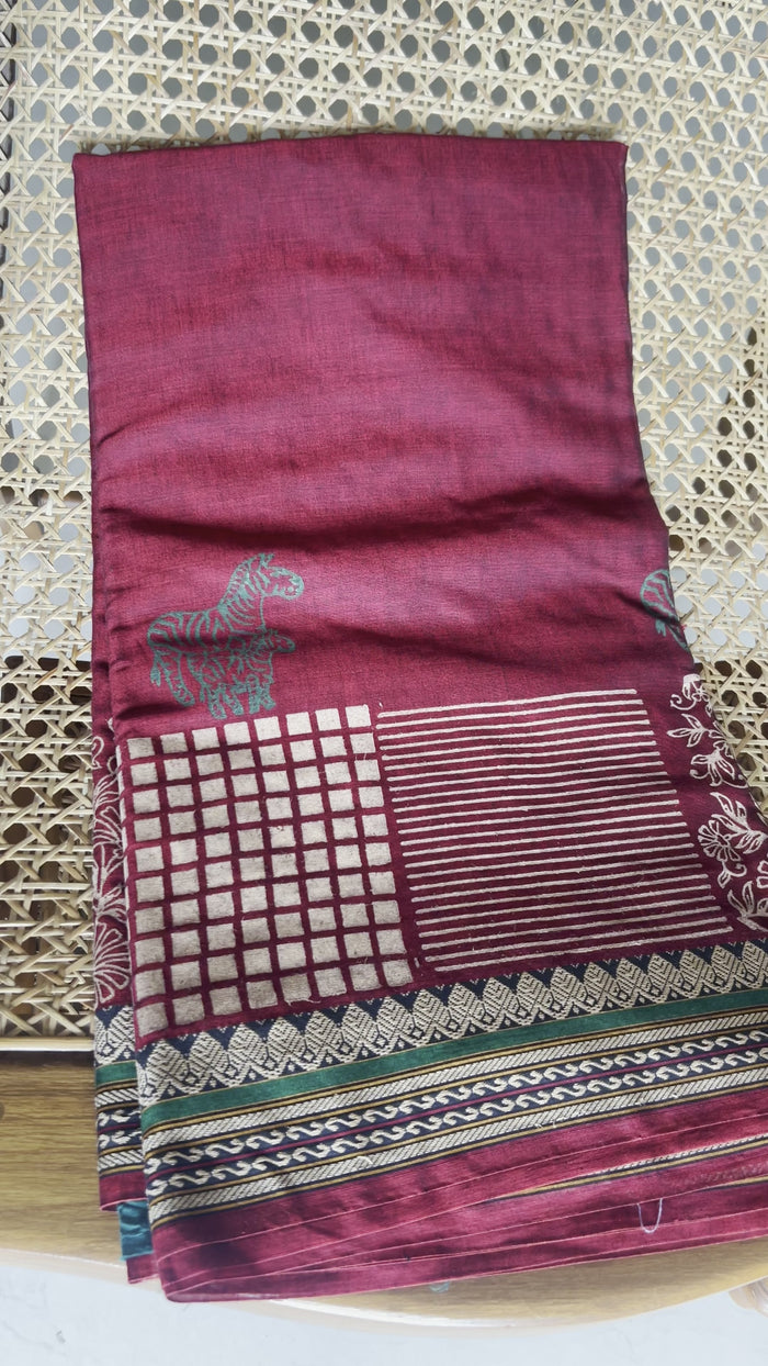 Deep Maroon Narayanpet Saree